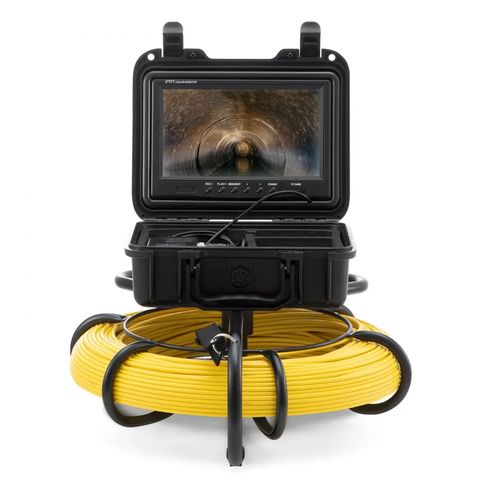 VEVOR Sewer Camera, 300 ft/91.5 m, 9" Screen Pipeline Inspection Camera with DVR Function, Waterproof IP68 Camera w/12 Adjustable LEDs, w/a 16G SD Card, for Sewer Line, Home, Duct Drain Pipe Plumbing