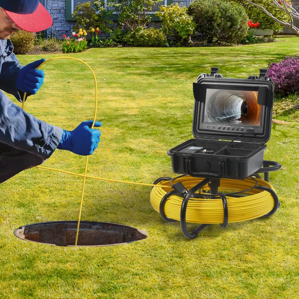 VEVOR Sewer Camera, 230 ft/70 m, 9" Screen Pipeline Inspection Camera with DVR Function, Waterproof IP68 Camera w/12 Adjustable LEDs, w/a 16G SD Card, for Sewer Line, Home, Duct Drain Pipe Plumbing