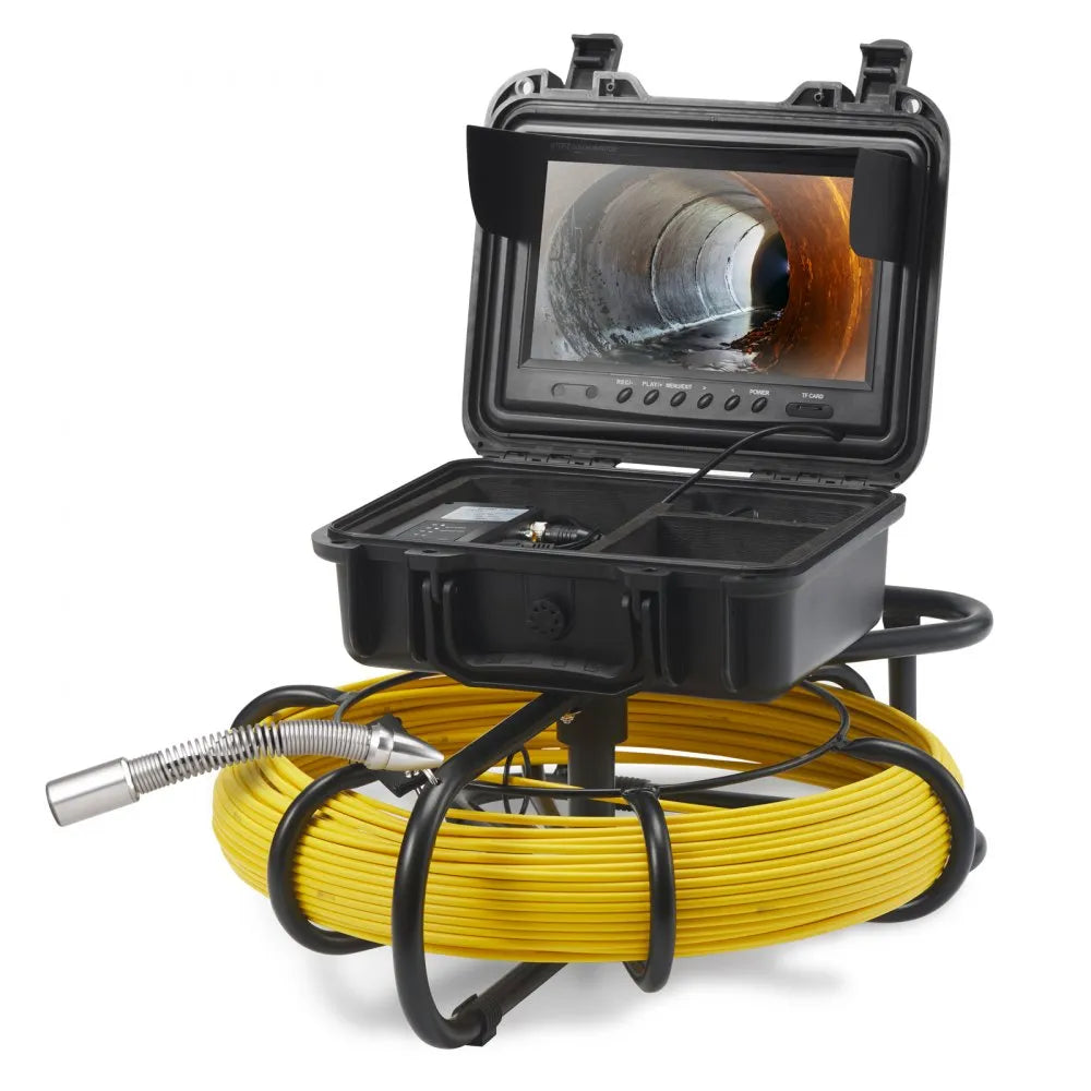 VEVOR Sewer Camera, 230 ft/70 m, 9" Screen Pipeline Inspection Camera with DVR Function, Waterproof IP68 Camera w/12 Adjustable LEDs, w/a 16G SD Card, for Sewer Line, Home, Duct Drain Pipe Plumbing