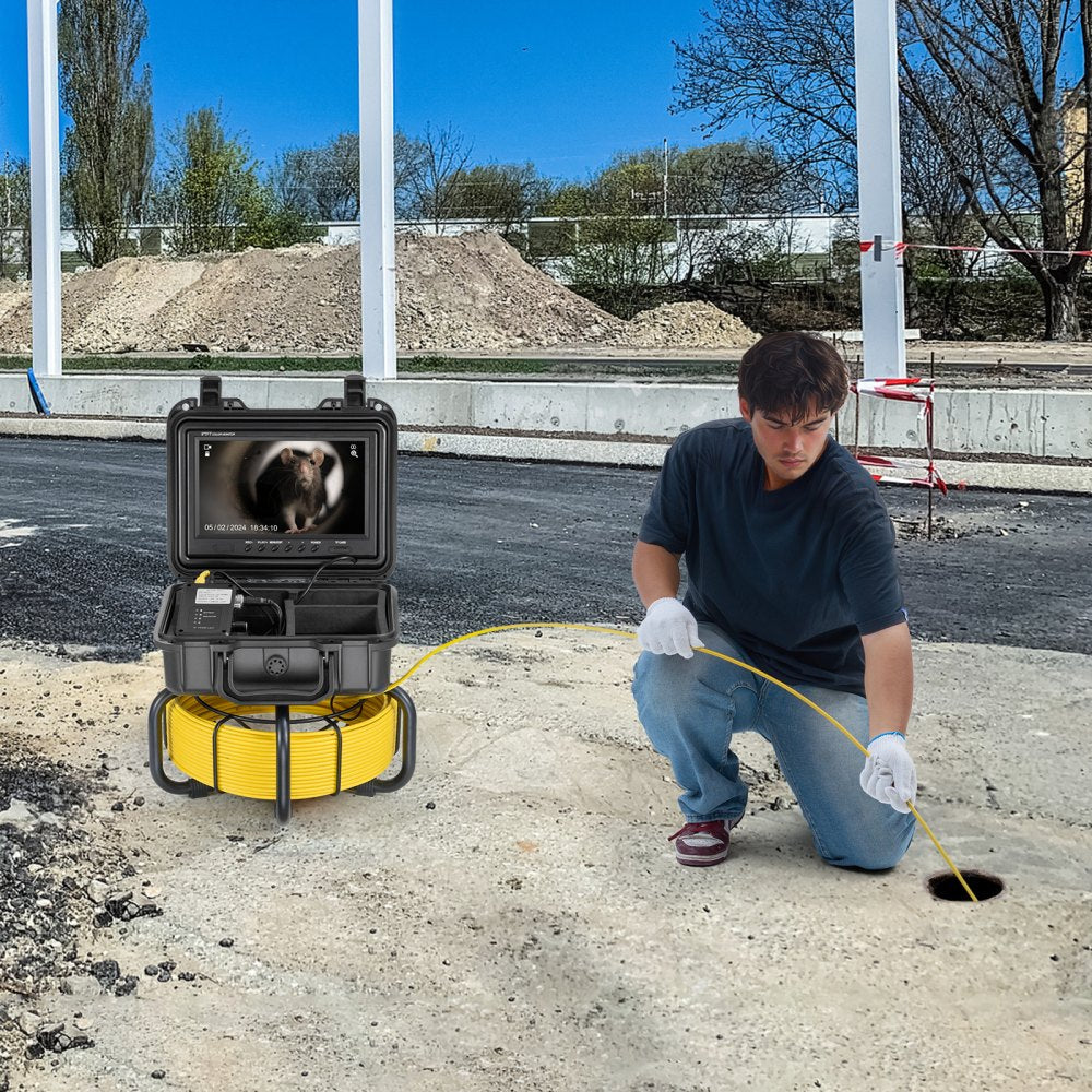 VEVOR Sewer Camera 165 ft/50m Self-Leveling Drain Camera with 9"  Screen 36X Zoom 