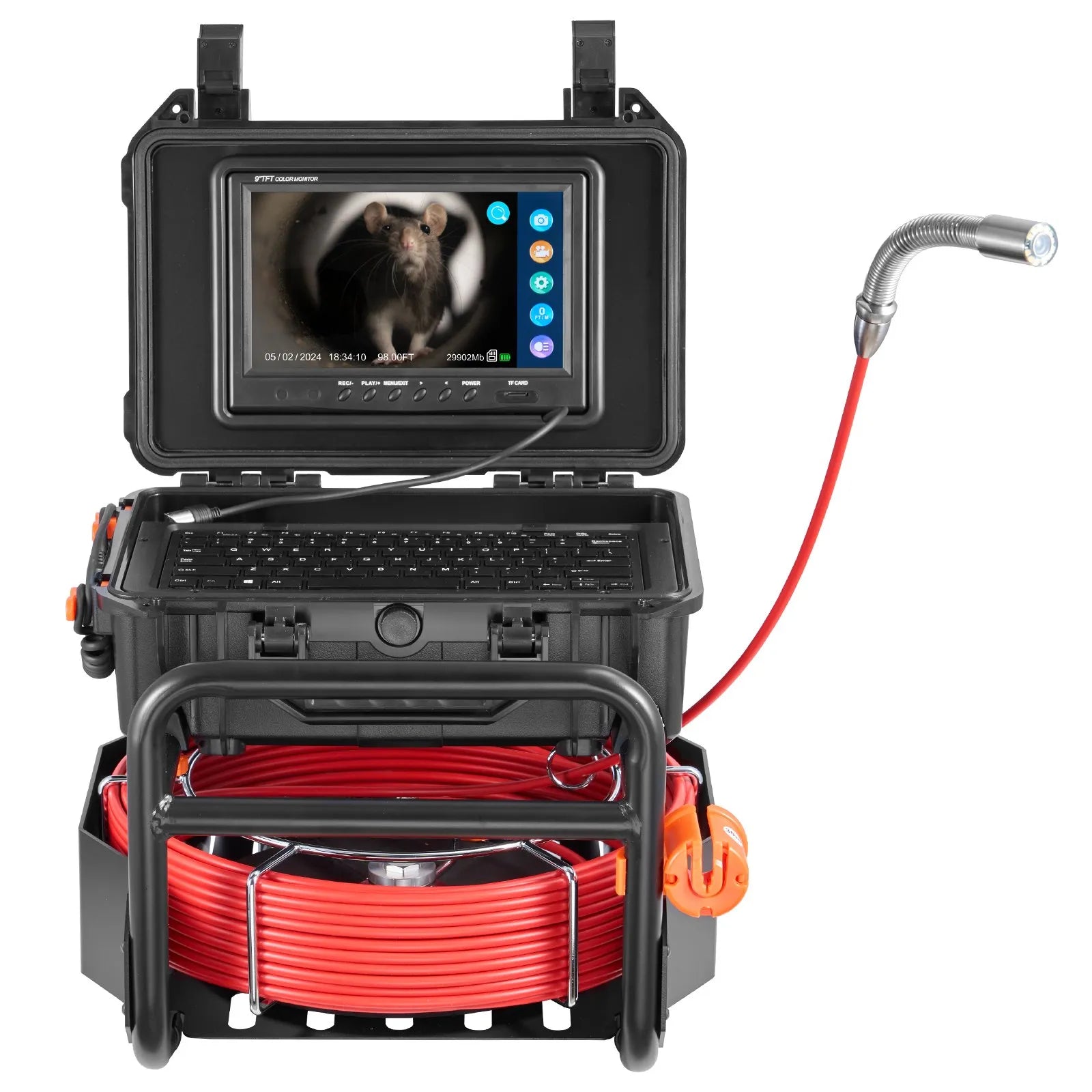 VEVOR Sewer Camera 98 ft/30m Self-Leveling Drain Camera with 512Hz Transmitter