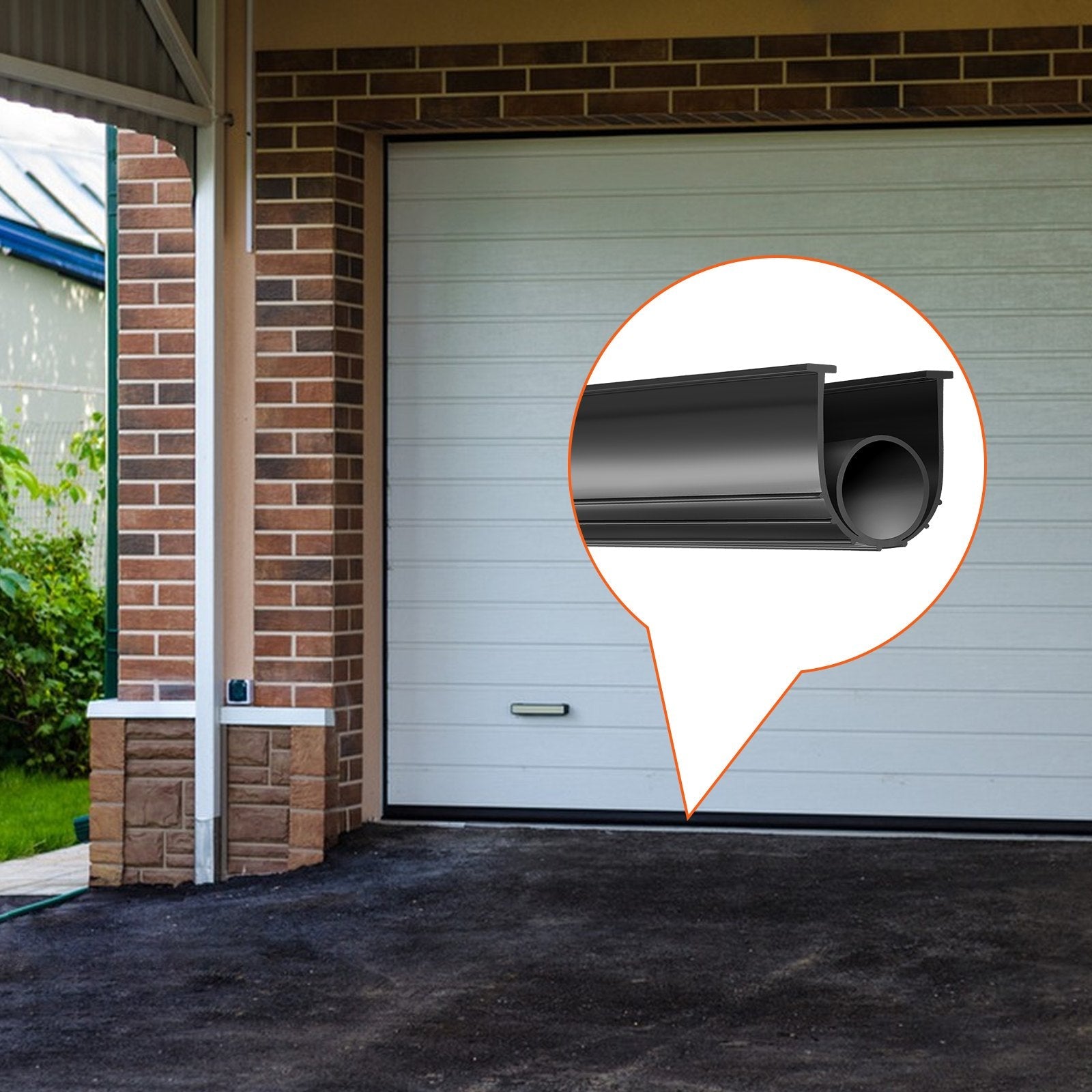 VEVOR Garage Door Seals Bottom Rubber, U Shape +O Ring Combination Garage Door Bottom Weather Seal, 10ft Weatherproofing Garage Door Seal, 5/16 inch T-ends and 3 3/4 inch Width, for Doors, Black 