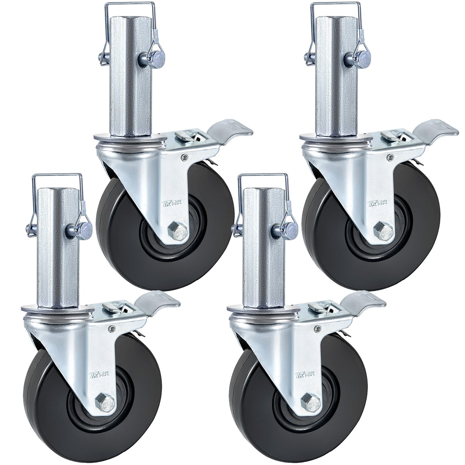 VEVOR 4 Pack 5 Inch Iron Core Polyurethane Swivel Caster with Dual Locking Brake Adjustable Legs 440 LBS Capacity per Wheel 