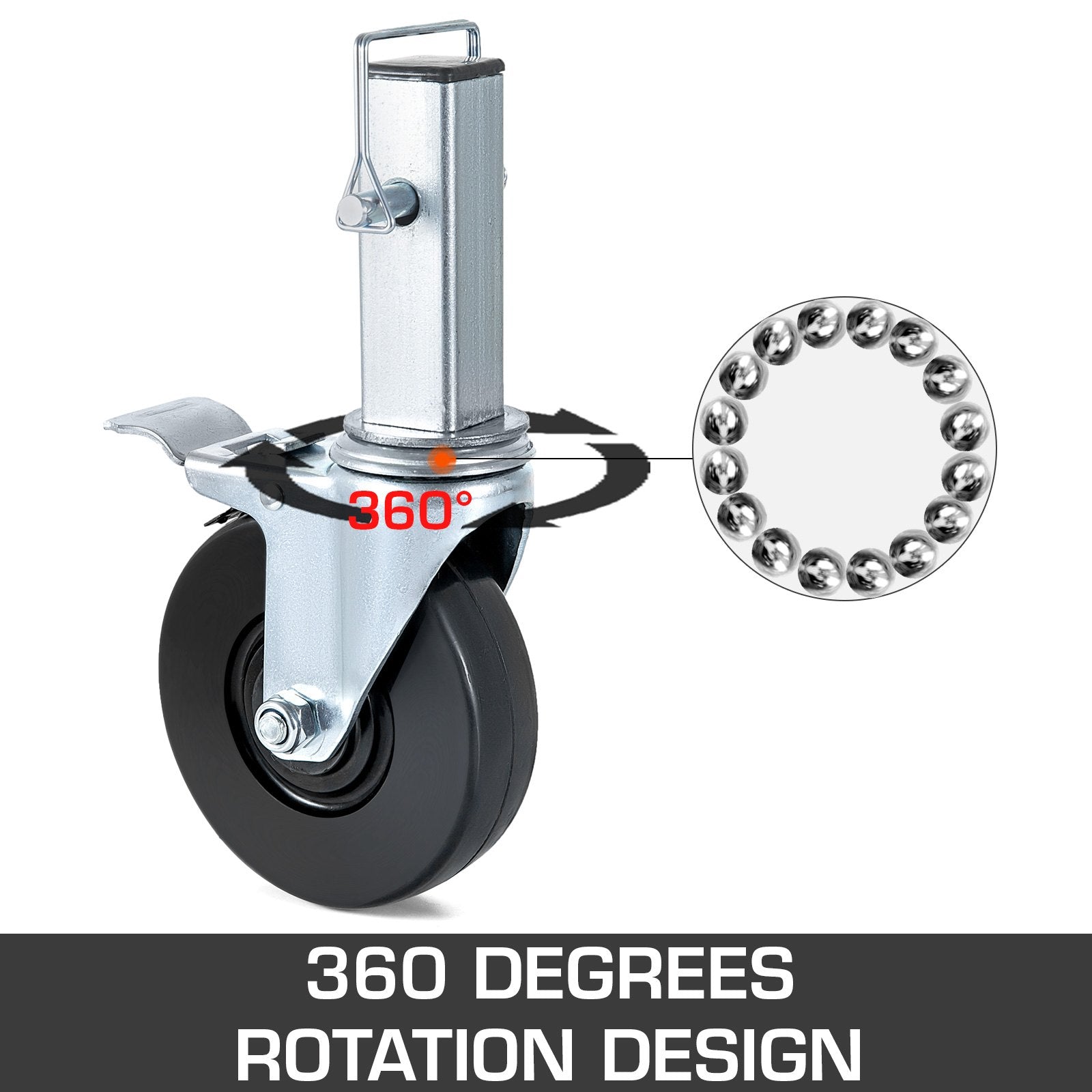 VEVOR 4 Pack 5 Inch Iron Core Polyurethane Swivel Caster with Dual Locking Brake Adjustable Legs 440 LBS Capacity per Wheel 
