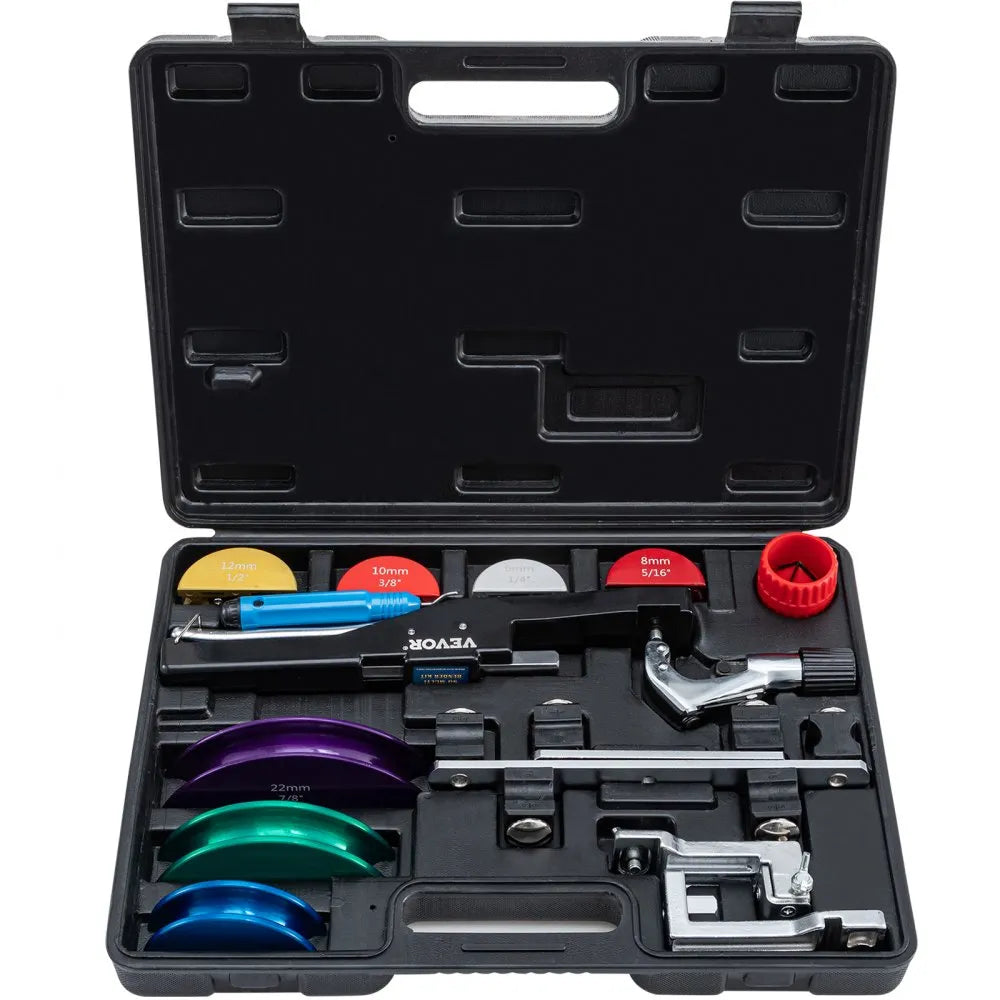 VEVOR Copper Pipe Bender, 7 Dies 1/4-7/8 inch 90 Degrees Forward and Reverse Bending, 6-22 mm for Copper & Aluminum Tubes with Reverse Bend Attachment