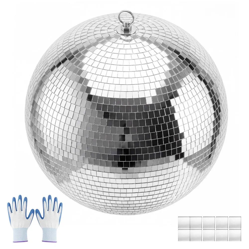 16-Inch Mirror Disco Ball – Silver Reflective Glass Hanging Ball for Parties, Weddings & Events