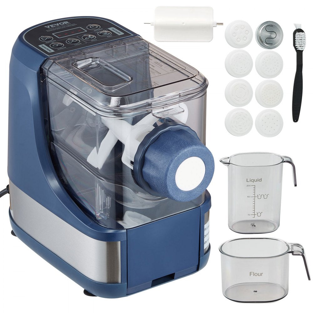 VEVOR Electric Pasta Maker, 150W Automatic Noodle Maker Machine with 8 Pasta Shapes, 4 Intelligent Modes, 500g Flour Capacity Pasta Maker Machine with Measuring Cups, Cleaning Brush for Home Kitchen 