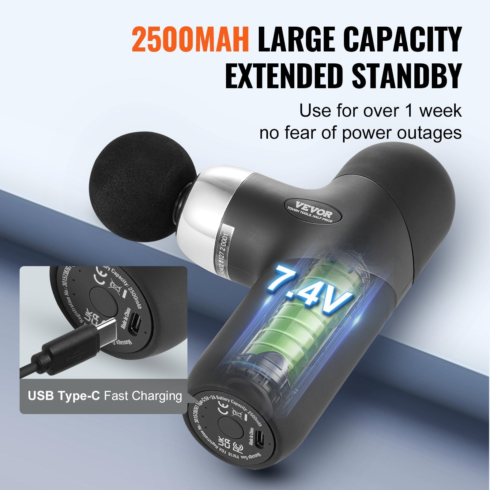 VEVOR Mini Massage Gun Deep Tissue Percussion Muscle Massager 4 Speeds 4 Heads 