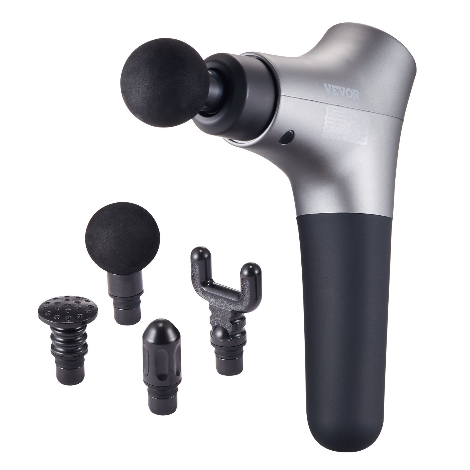 VEVOR Massage Gun Deep Tissue, Percussion Muscle Massager for Athletes - with 6 Speed Levels & 4 Massage Heads, 12V 2500mAh Batteries, Handheld Electric Massage Gun for Pain Relief, Muscle Relaxation 