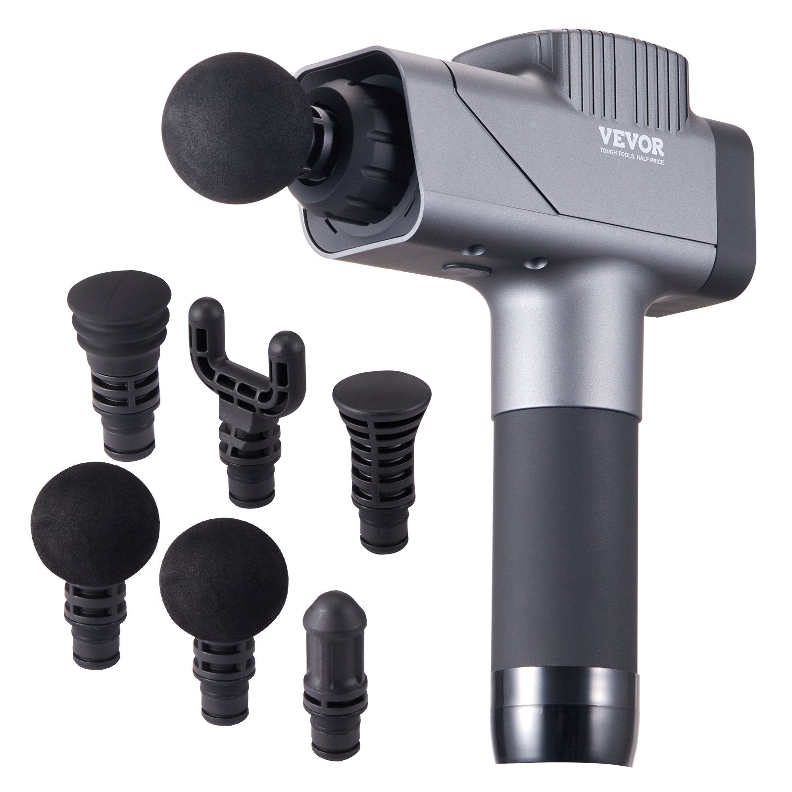 VEVOR Massage Gun Deep Tissue, Percussion Muscle Massager for Athletes - with 8 Speed Levels & 6 Massage Heads, 16V 2500mAh Batteries, Handheld Electric Massage Gun for Pain Relief, Muscle Relaxation 