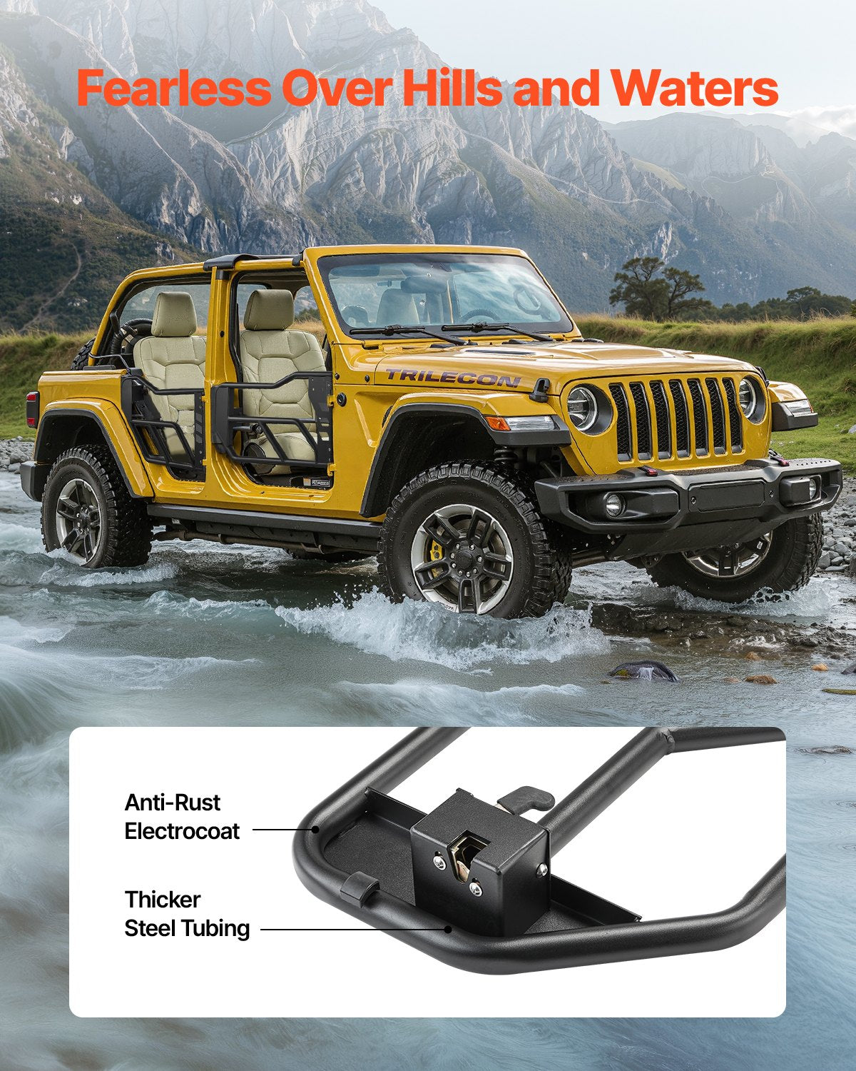 VEVOR 4-Door Jeep Tube Doors Jeep Tubular Door for 2007-2018 Jeep Wrangler JK 