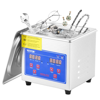 VEVOR Ultrasonic Cleaner 1.3L Professional Ultrasonic Cleaner with Digital Timer 40kHz Excellent Ultrasonic Cleaning Machine 110V for Jewelry Watch Ring Coin Diamond Eyeglasses Small Parts Cleaning 