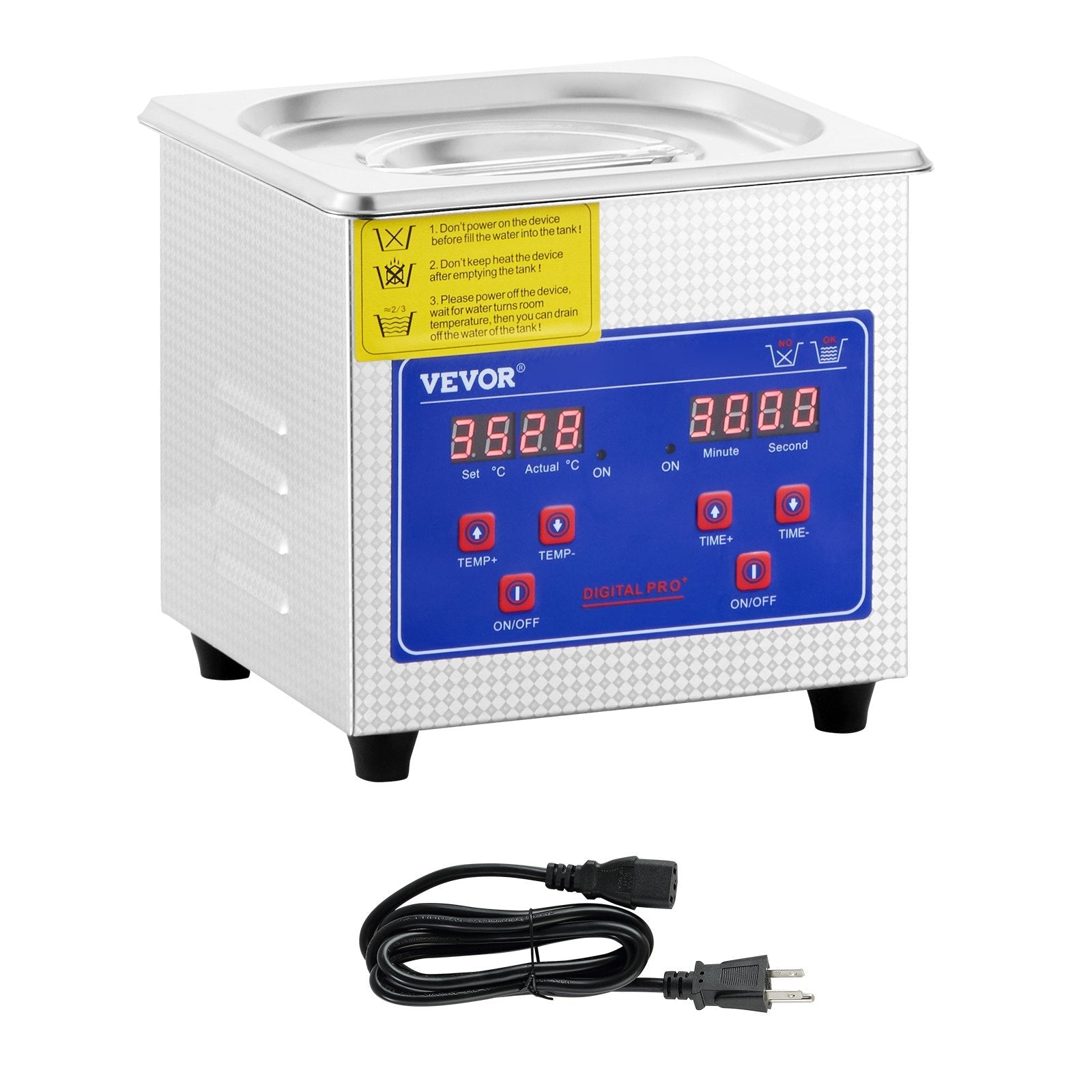 VEVOR Ultrasonic Cleaner 1.3L Professional Ultrasonic Cleaner with Digital Timer 40kHz Excellent Ultrasonic Cleaning Machine 110V for Jewelry Watch Ring Coin Diamond Eyeglasses Small Parts Cleaning 