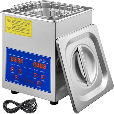 VEVOR Ultrasonic Cleaner 2L Digital Ultrasonic Parts Cleaner with Timer 40kHz Professional 304 Stainless Steel Ultrasonic Cleaner 110V for Jewelry Watch Glasses Diamond Eyeglass Small Parts Cleaning 
