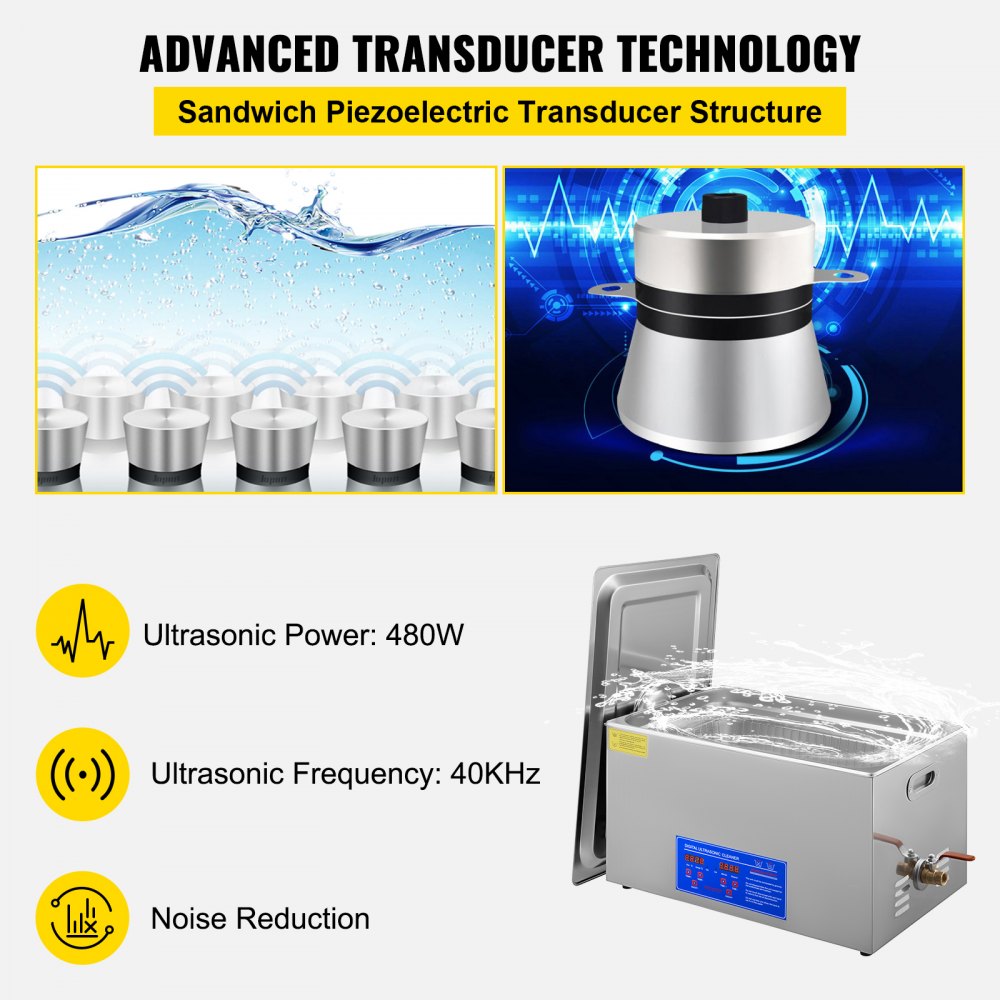 VEVOR 22L Industrial Ultrasonic Cleaner with Digital Timer&Heater 40kHz Professional Ultrasonic Cleaner 110V with Excellent Cleaning Effect for Wrench Tools Industrial Parts Mental Apparatus 