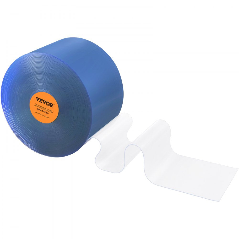 VEVOR Strip Curtain, 150' Length x 8" Width x 0.08" Thickness, Clear PVC Smooth Curtain Strip Door Bulk Roll, Plastic Door Strips for Doorways of Supermarket, Garage, Warehouse, Barn, Pet Animal House 