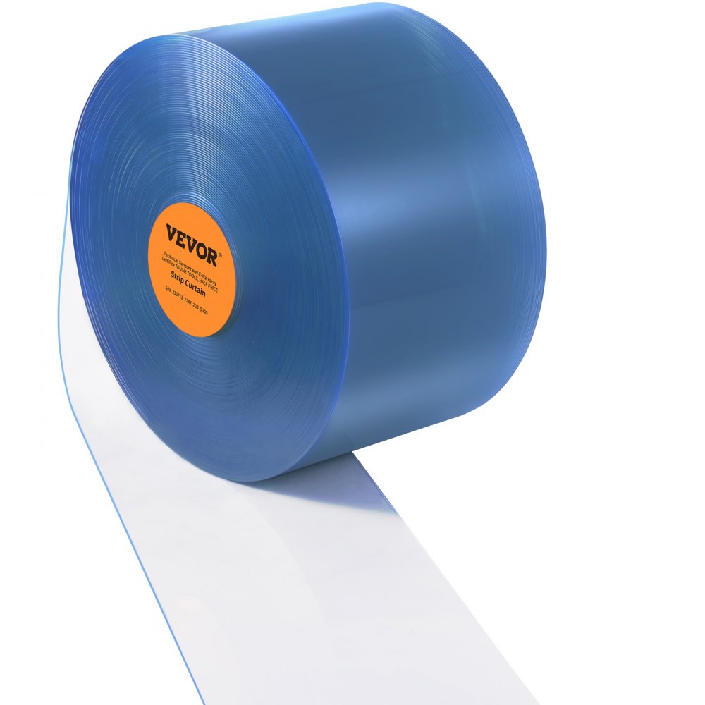 VEVOR Strip Curtain, 150' Length x 8" Width x 0.08" Thickness, Clear PVC Smooth Curtain Strip Door Bulk Roll, Plastic Door Strips for Doorways of Supermarket, Garage, Warehouse, Barn, Pet Animal House 