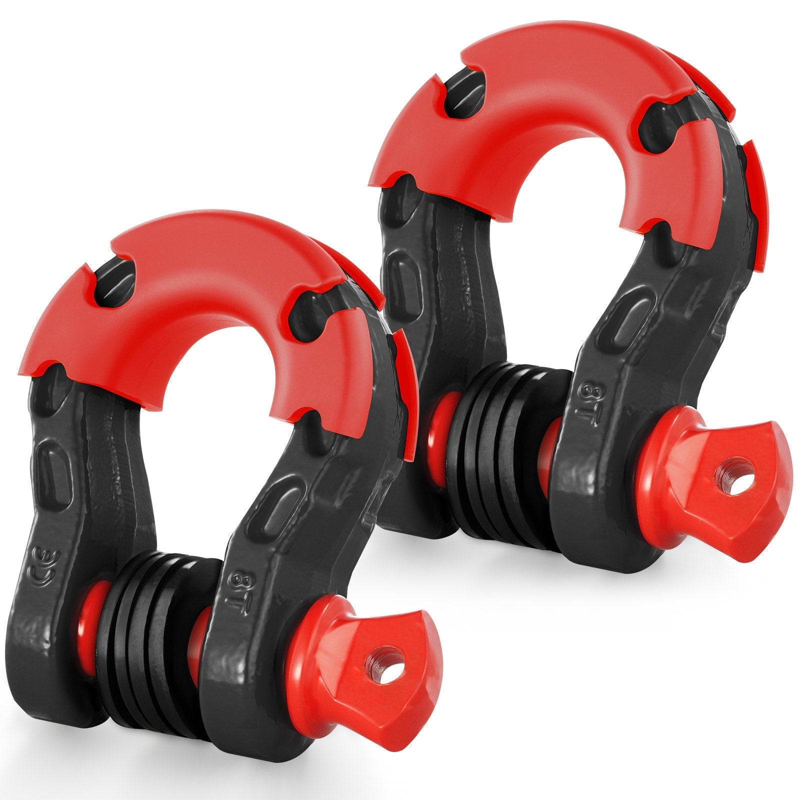 VEVOR 3/4" D-Ring Shackle, 2 Pack Alloy Steel Shackles 66139 lbs (30 Ton) Break Strength with 7/8" Screw Pin, Isolators & Washers, Heavy Duty Off Road Vehicle Recovery Shackle for Jeep Truck, Black 