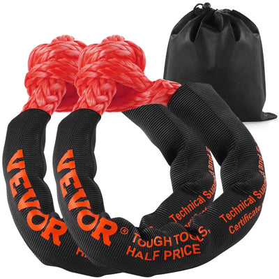 VEVOR Soft Shackle Synthetic Recovery Rope 2PCS 1/2"x22" 44092lbs Break Strength 