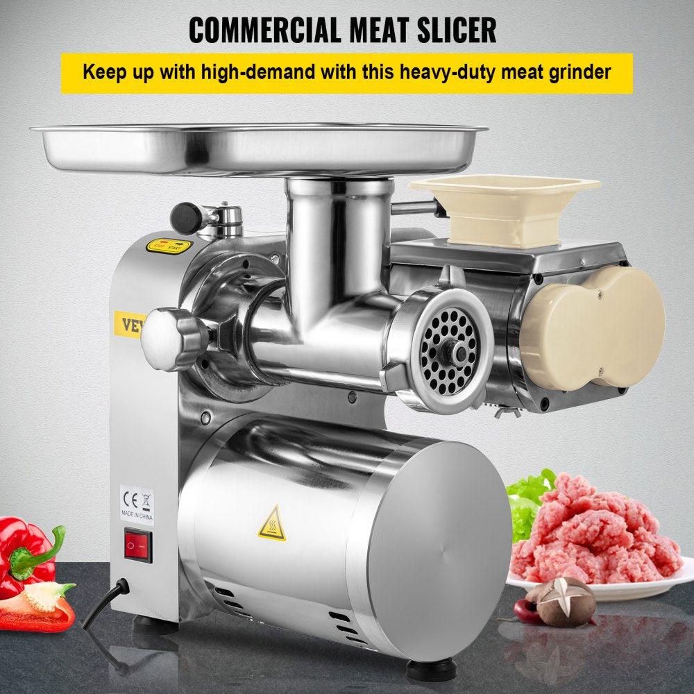 VEVOR Electric Meat Grinder, 160 kg/h Commercial Meat Slicer, Stainless Steel 1100W Meat Cutter Machine Meat Grinder, Commercial Heavy Duty Sausage Maker Grinder Meat Mincer for Commercial 
