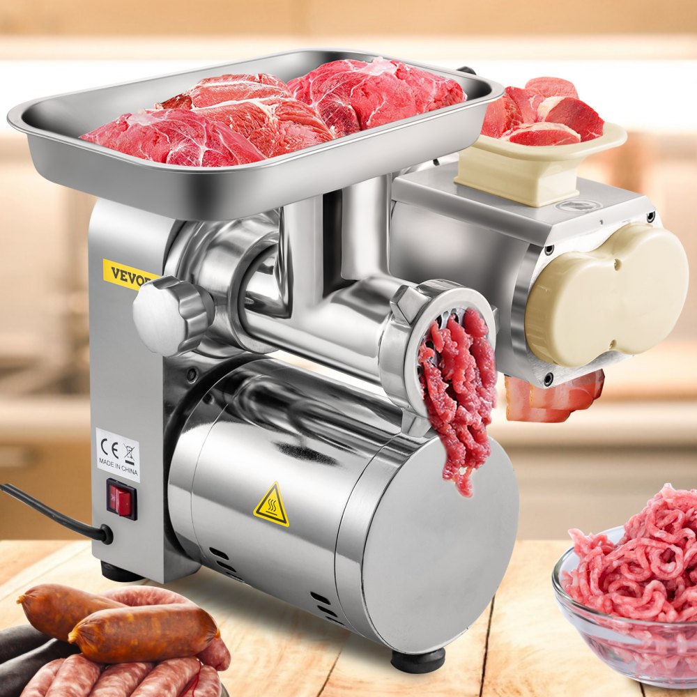 VEVOR Electric Meat Grinder, 160 kg/h Commercial Meat Slicer, Stainless Steel 1100W Meat Cutter Machine Meat Grinder, Commercial Heavy Duty Sausage Maker Grinder Meat Mincer for Commercial 