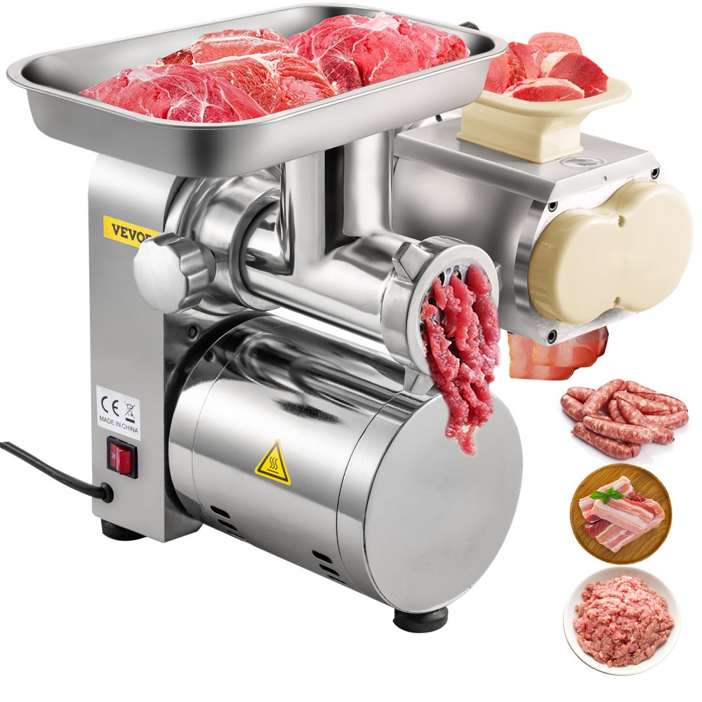 VEVOR Electric Meat Grinder, 160 kg/h Commercial Meat Slicer, Stainless Steel 1100W Meat Cutter Machine Meat Grinder, Commercial Heavy Duty Sausage Maker Grinder Meat Mincer for Commercial 