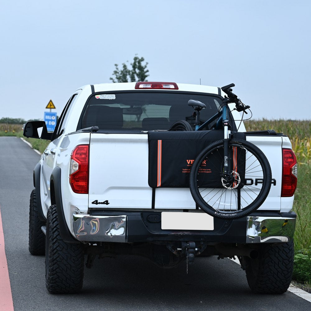 VEVOR Tailgate Bike Pad, 33" Truck Tailgate Pad Carry 2 Mountain Bikes, Tailgate Protection Pad with Reflective Strips and Tool Pockets, Universal Tailgate Pad for Small-Size Pickup Trucks 