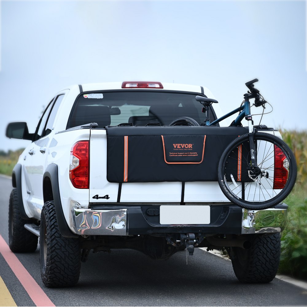 VEVOR Tailgate Bike Pad, 53" Truck Tailgate Pad Carry 5 Mountain Bikes, Tailgate Protection Pad with Reflective Strips and Tool Pockets, Tailgate Pad with Camera Opening for Mid-Size Pickup Trucks 