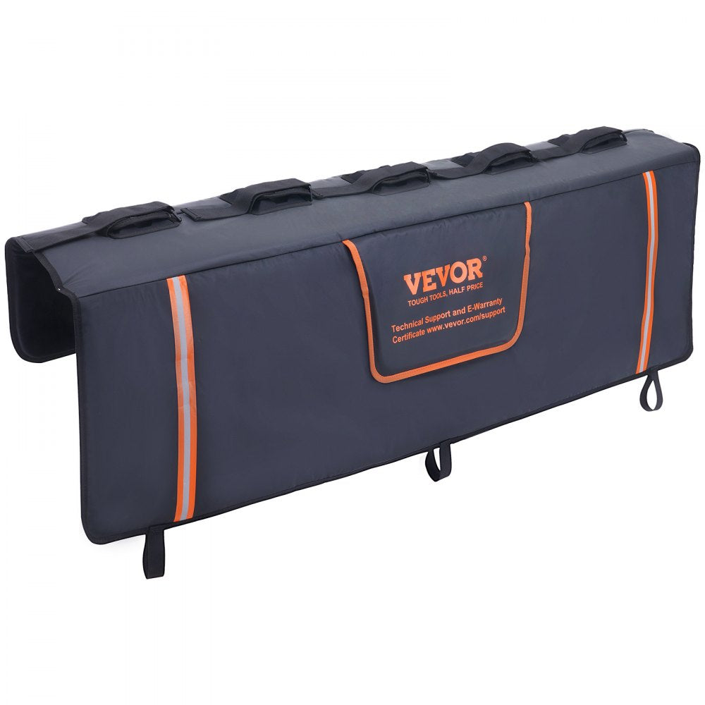 VEVOR Tailgate Bike Pad, 53" Truck Tailgate Pad Carry 5 Mountain Bikes, Tailgate Protection Pad with Reflective Strips and Tool Pockets, Tailgate Pad with Camera Opening for Mid-Size Pickup Trucks 