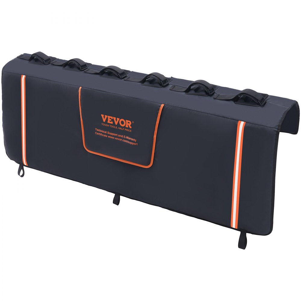 VEVOR Tailgate Bike Pad, 62" Truck Tailgate Pad Carry 6 Mountain Bikes, Tailgate Protection Pad with Reflective Strips and Tool Pockets, Flap for Handle and Rear Camera, for Mid-Size Pickup Trucks 