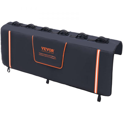 VEVOR Tailgate Bike Pad, 62" Truck Tailgate Pad Carry 6 Mountain Bikes, Tailgate Protection Pad with Reflective Strips and Tool Pockets, Flap for Handle and Rear Camera, for Mid-Size Pickup Trucks 