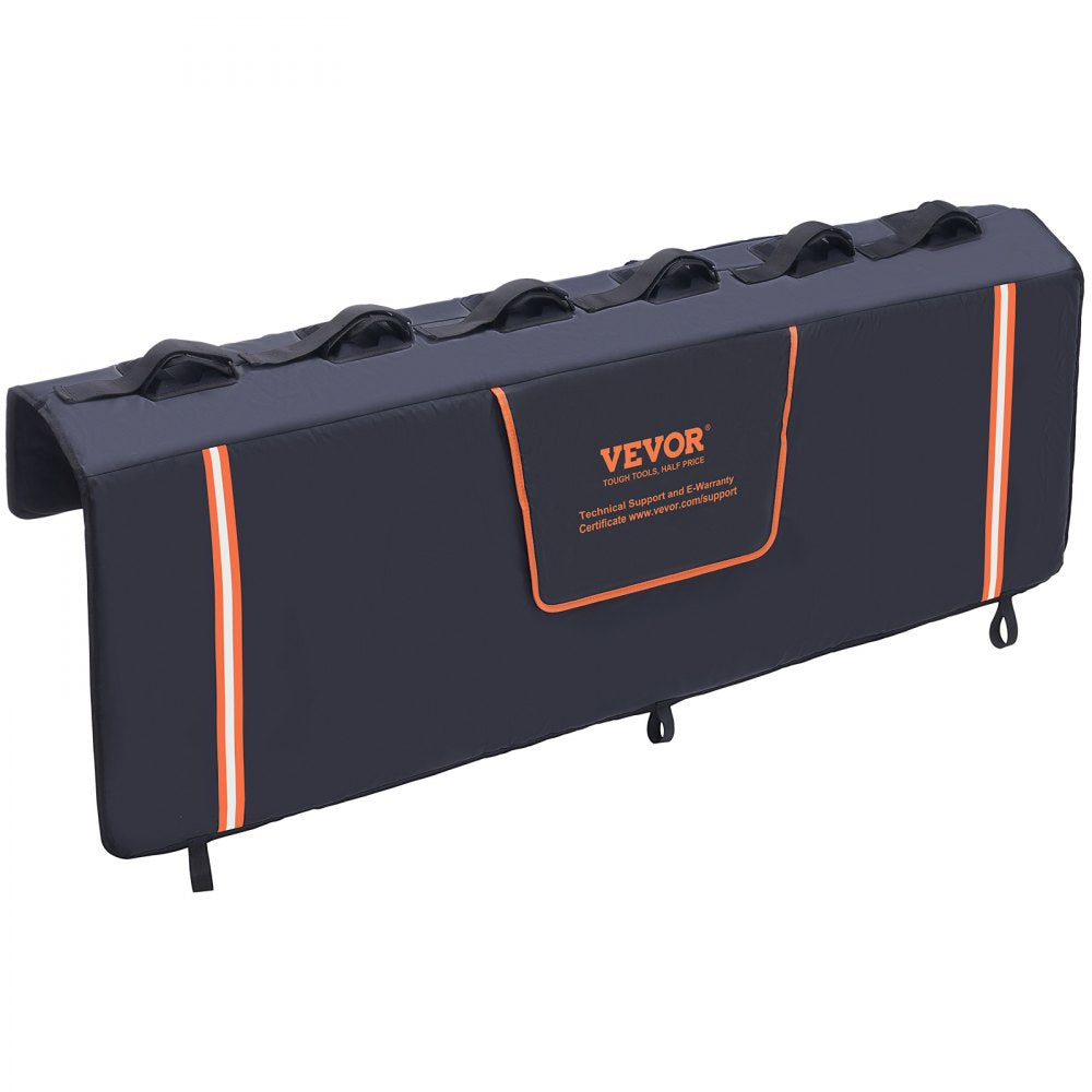 VEVOR Tailgate Bike Pad, 62" Truck Tailgate Pad Carry 6 Mountain Bikes, Tailgate Protection Pad with Reflective Strips and Tool Pockets, Flap for Handle and Rear Camera, for Mid-Size Pickup Trucks 