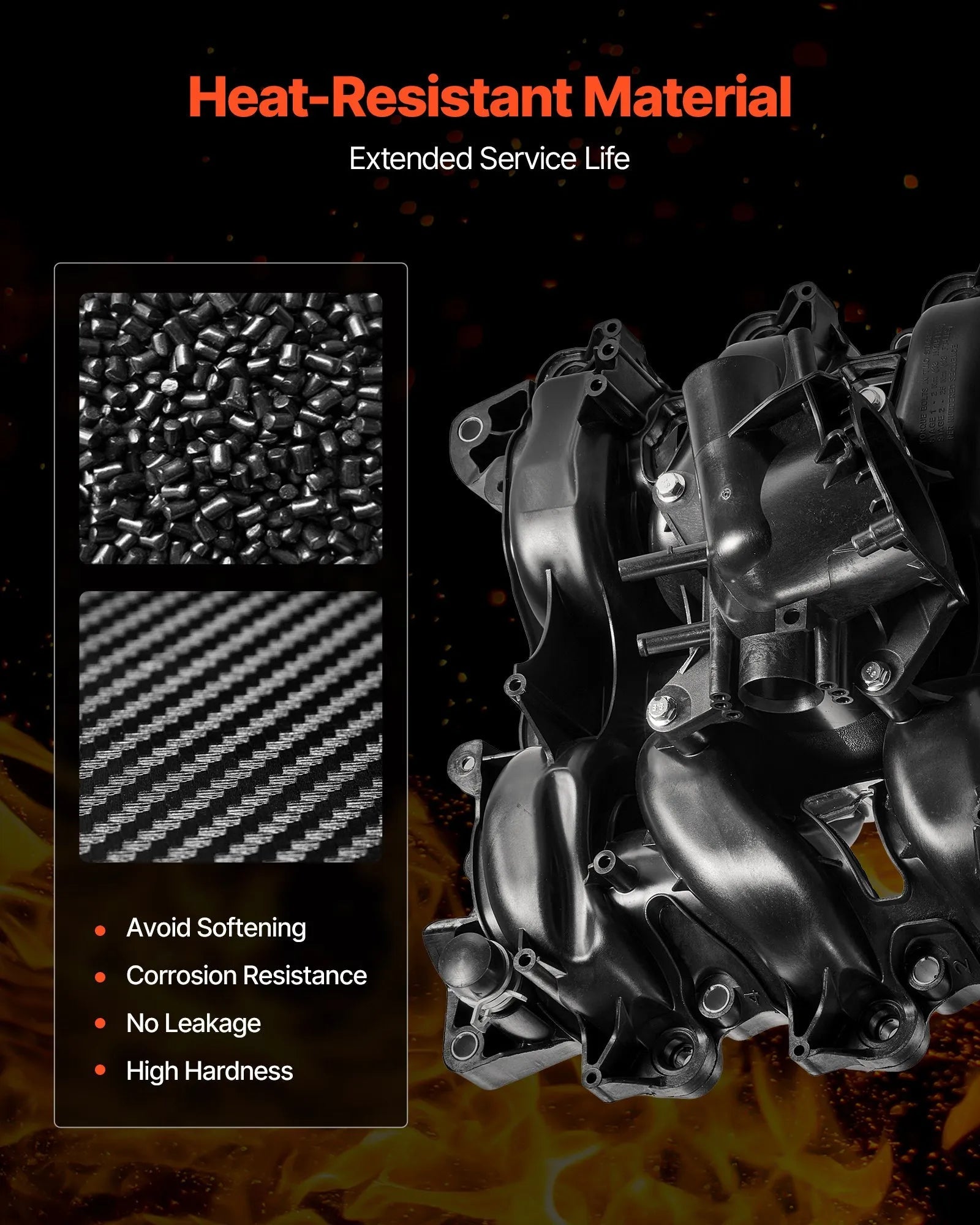 VEVOR Intake Manifold, with Gasket, Engine Intake Manifold Assembly Compatible with 2007-2008 Ford F-150 / E-150 / E-250, Automotive Engine Replacement Kit Replace 615-375, 7L3Z-9424-B, 7L3Z-9424-F 