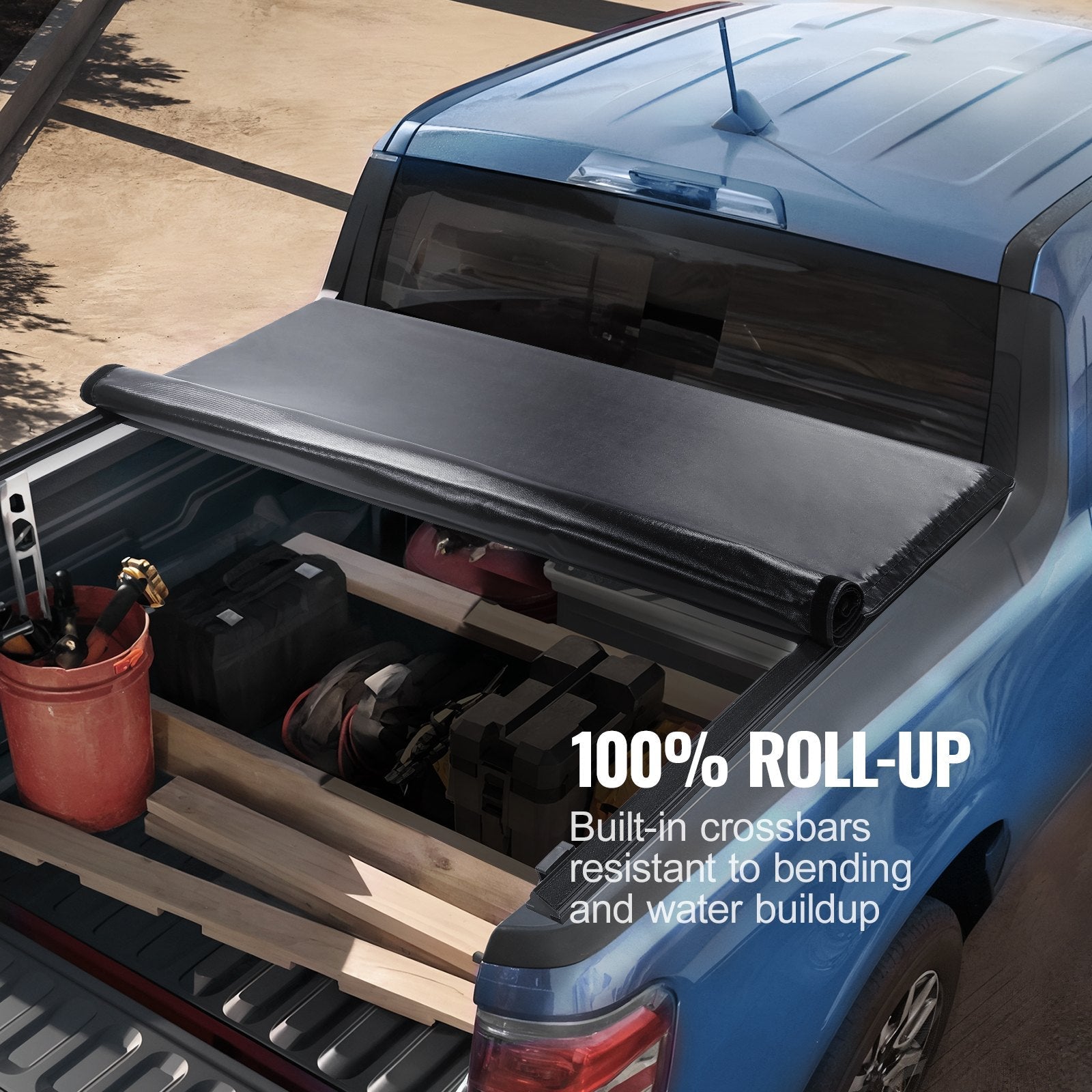 VEVOR Truck Bed Cover, Roll Up Truck Bed Tonneau Cover, Compatible with 2009-2024 Ford F-150 Styleside Bed, for 5.5 x 5.4 ft Bed, Soft PVC material, 100% Bed Access Roll Up Tonneau Cover 