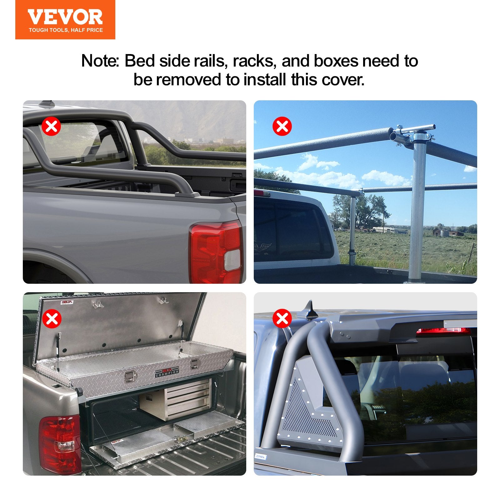 VEVOR Truck Bed Cover, Roll Up Truck Bed Tonneau Cover, Compatible with 2009-2024 Ford F-150 Styleside Bed, for 5.5 x 5.4 ft Bed, Soft PVC material, 100% Bed Access Roll Up Tonneau Cover 