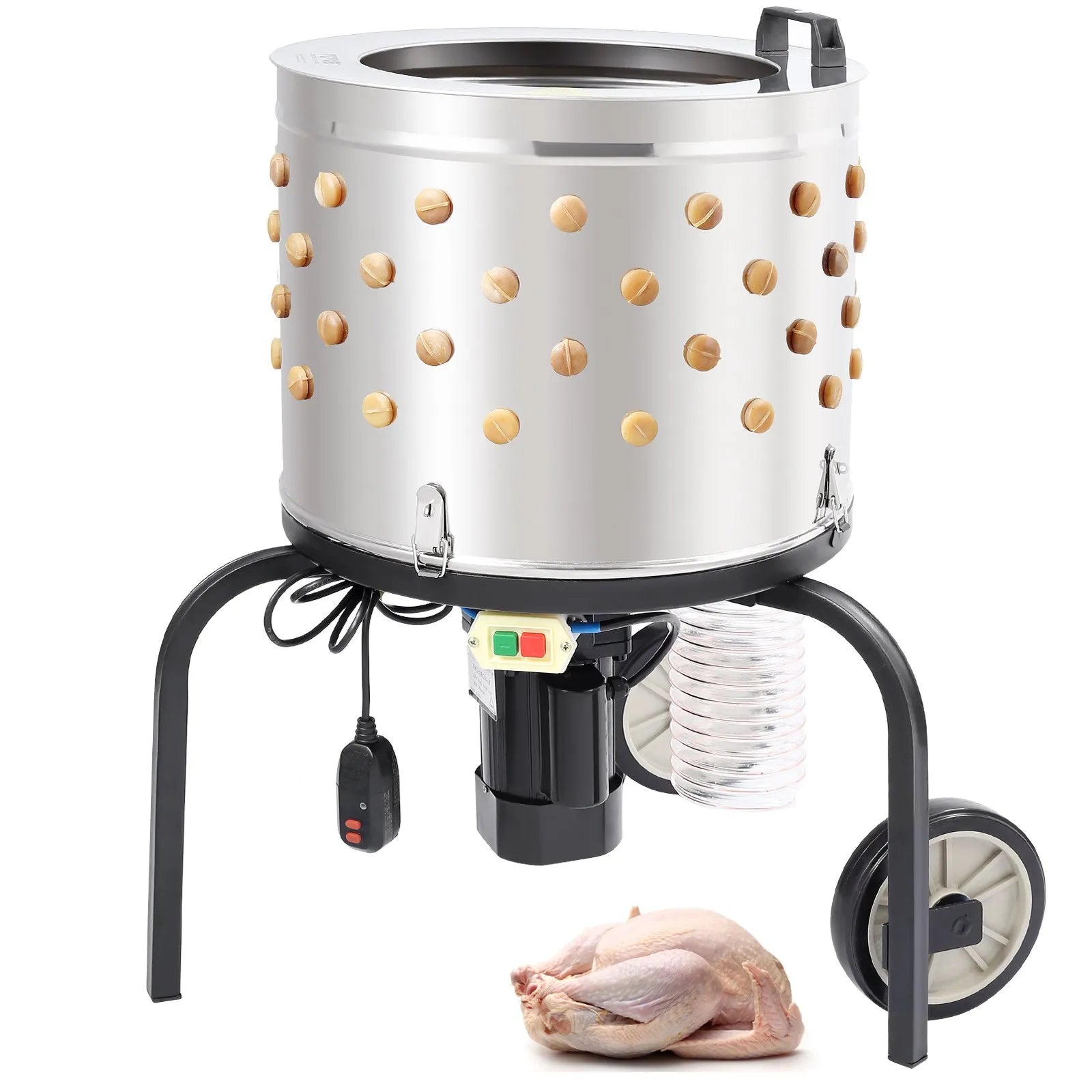 VEVOR Chicken Plucker Machine, 20" Diameter Stainless Steel Drum, Defeathering Equipment with 108 Soft Fingers and 2 Large Wheels, Simple Debris Collection, 500W Motor for Efficient Poultry Plucking