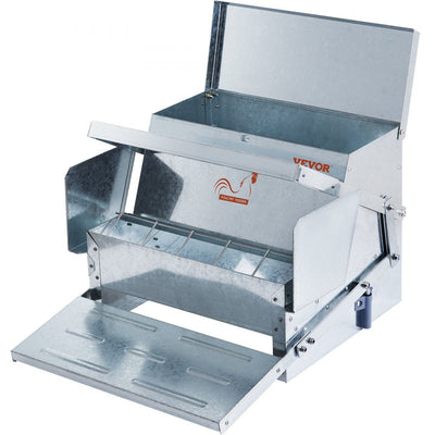 VEVOR Automatic Chicken Feeder, 25 lbs Capacity Feeds 10 Chickens up to 11 Days, Galvanized Steel Poultry Feeder 