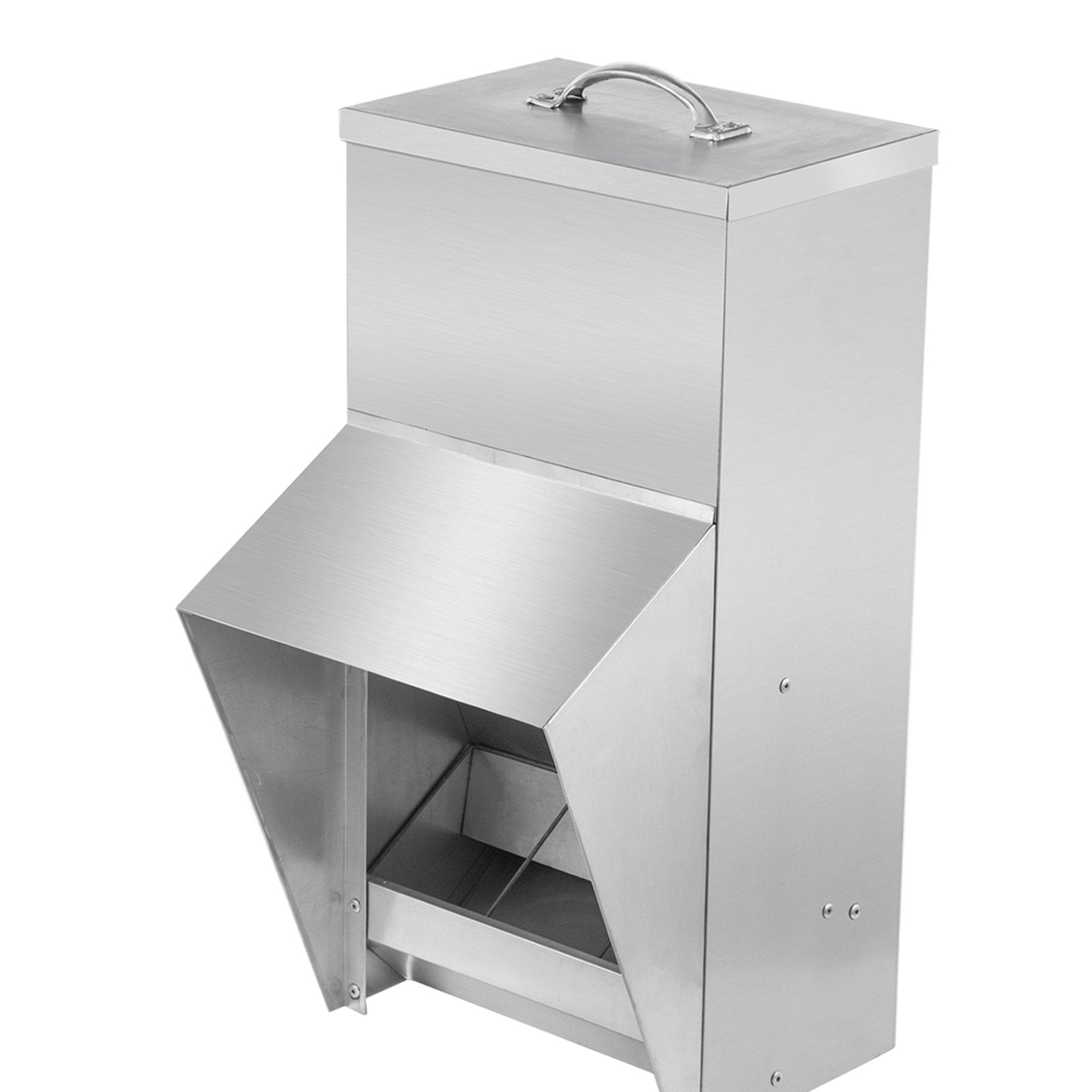 VEVOR Galvanized Poultry Feeder Holds 25lbs of Feed Chicken Feeders No Waste 12.9x8.3x18.9in Hanging Chicken Feeder with Lid Weatherproof Outdoor Coop Food Dispenser for Duck 
