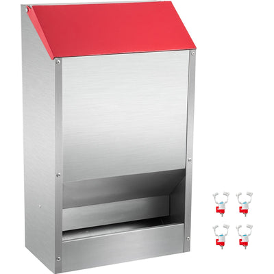 VEVOR Galvanized Poultry Feeder Holds 30lbs of Feed Chicken Feeders No Waste 13.8x8.3x17.7in Hanging Chicken Feeder with Lid Weatherproof Outdoor Coop Food Dispenser for Duck 