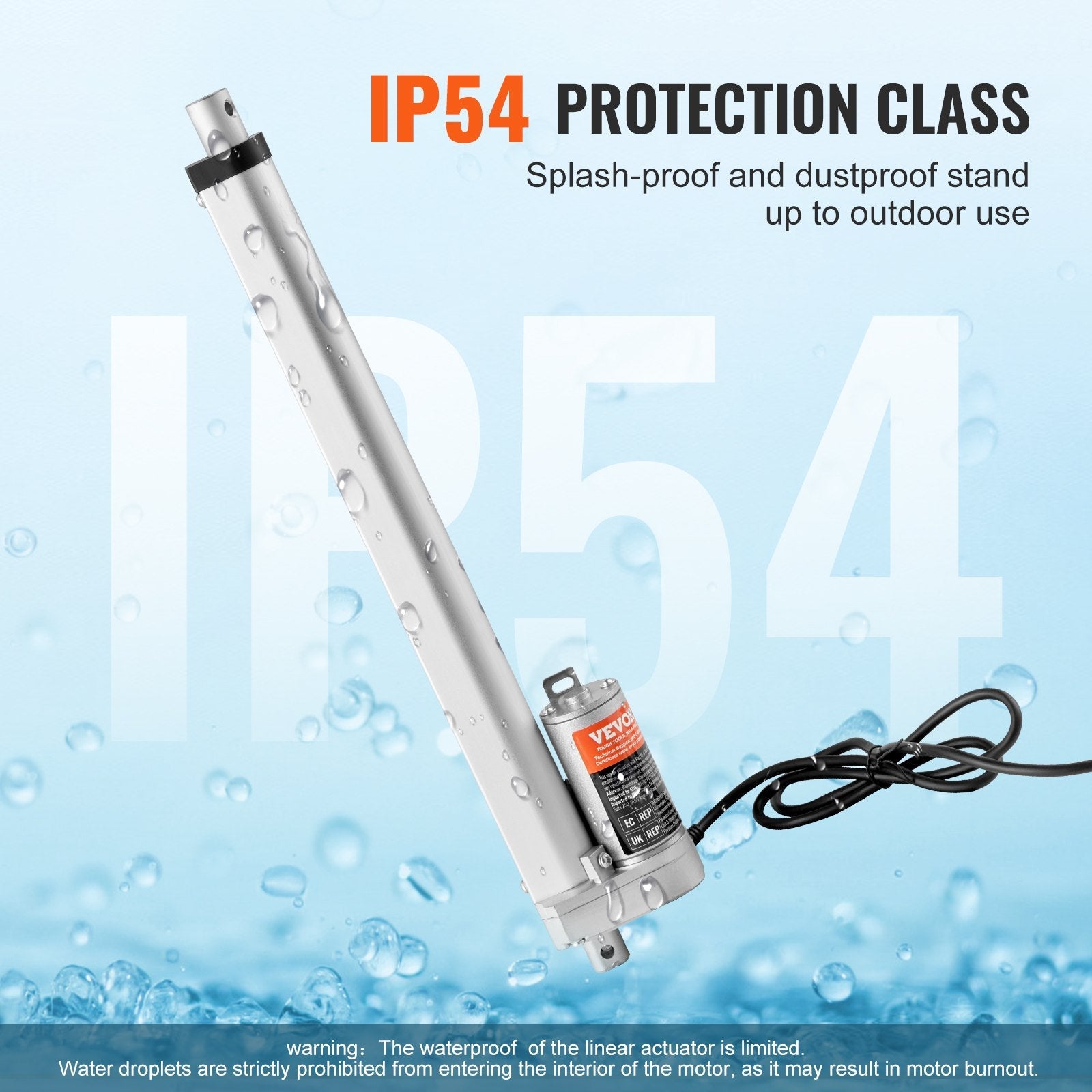 VEVOR Linear Actuator 12V, 12 Inch High Load 330lbs/1500N Linear Actuator, 0.19"/s Linear Motion Actuator with Mounting Bracket and IP54 Protection 
