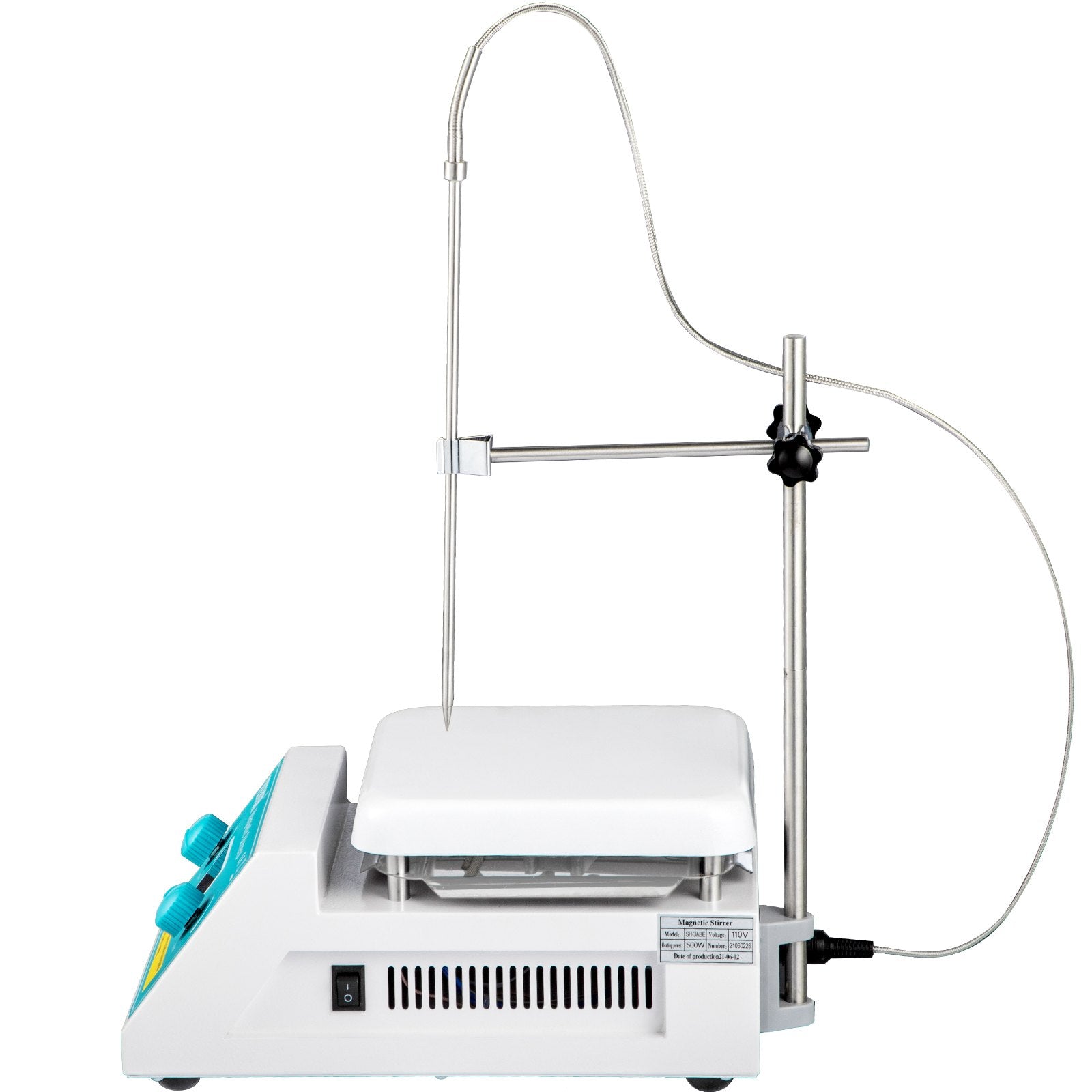 VEVOR Magnetic Stirrer Hot Plate, 200-2000 RPM Digital Hotplate Magnetic Stirrer, 2L Lab Heating Plate Stirrer w/ Support Stand, Max 572°F / 300°C Heating Temperature 500W Heating Power for Lab Mixing 