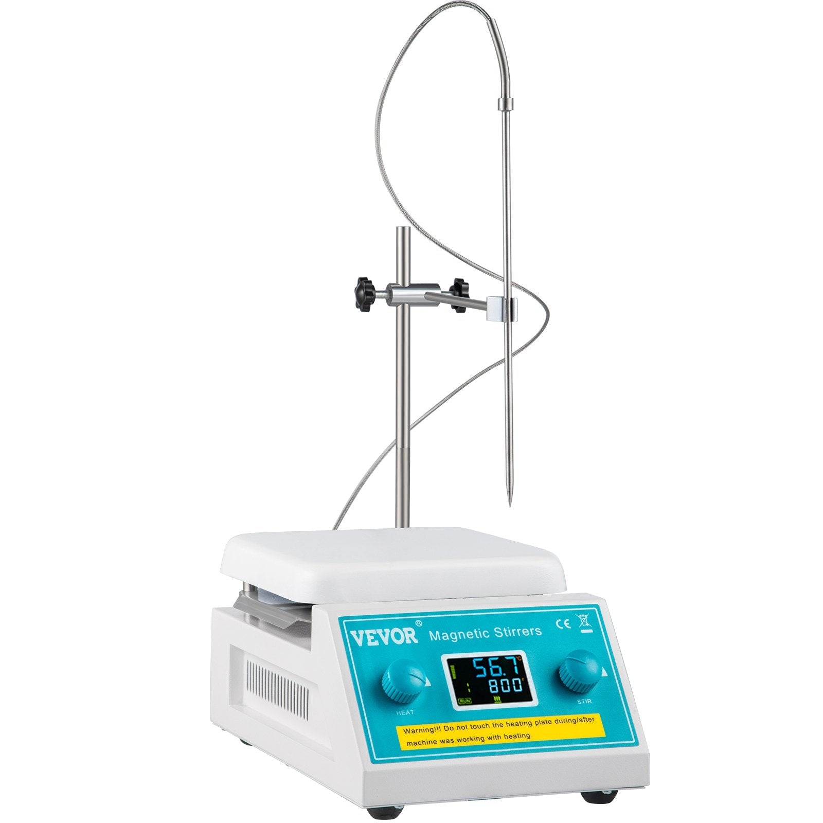 VEVOR Magnetic Stirrer Hot Plate, 200-2000 RPM Digital Hotplate Magnetic Stirrer, 2L Lab Heating Plate Stirrer w/ Support Stand, Max 572°F / 300°C Heating Temperature 500W Heating Power for Lab Mixing 