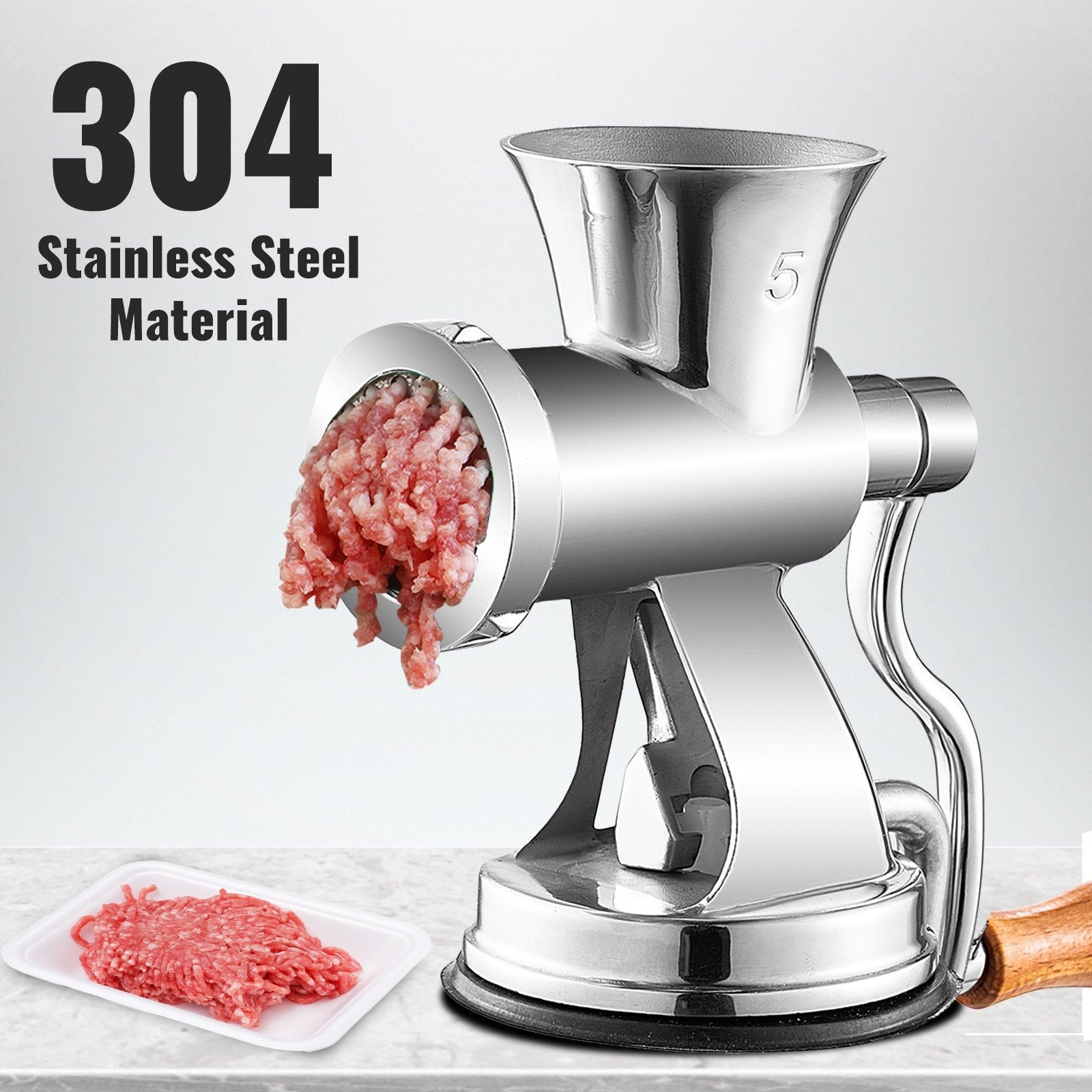 VEVOR Hand Operated Meat Grinder, 304 Stainless Steel Manual Meat Grinder, Multifunction Crank Meat Grinder Sausage Maker Powder Grinder, Household Manual Meat Mincer for Beef Chicken Pepper Mushroom 