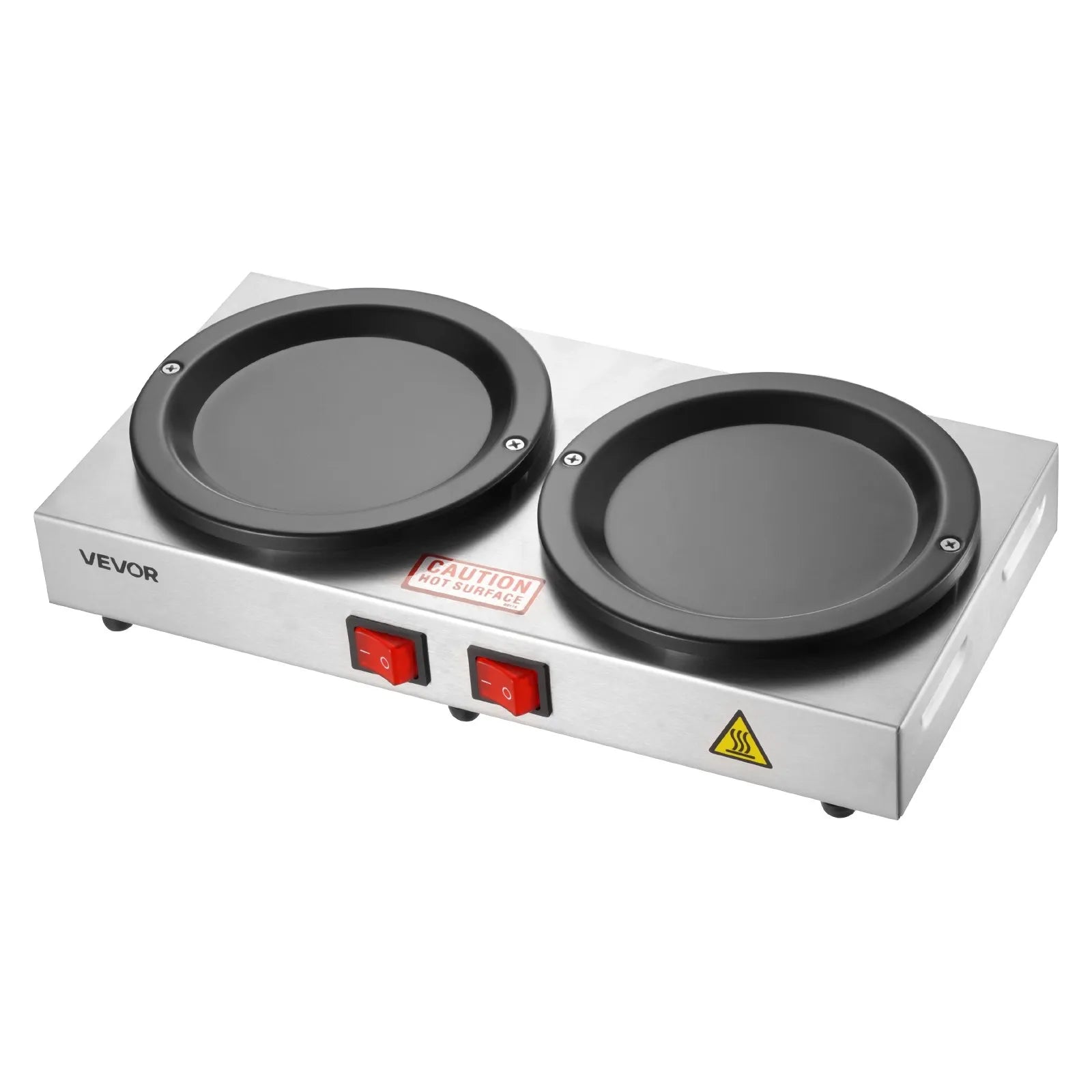 VEVOR Commercial Coffee Decanter Warm Plate, 80W x 2 Coffee-Carafe Warmer, Dual Warming Plates with Independent Control, Fits 1.8L Standard Glass Decanter, for Coffee Shop, Home, Office & Restaurant 