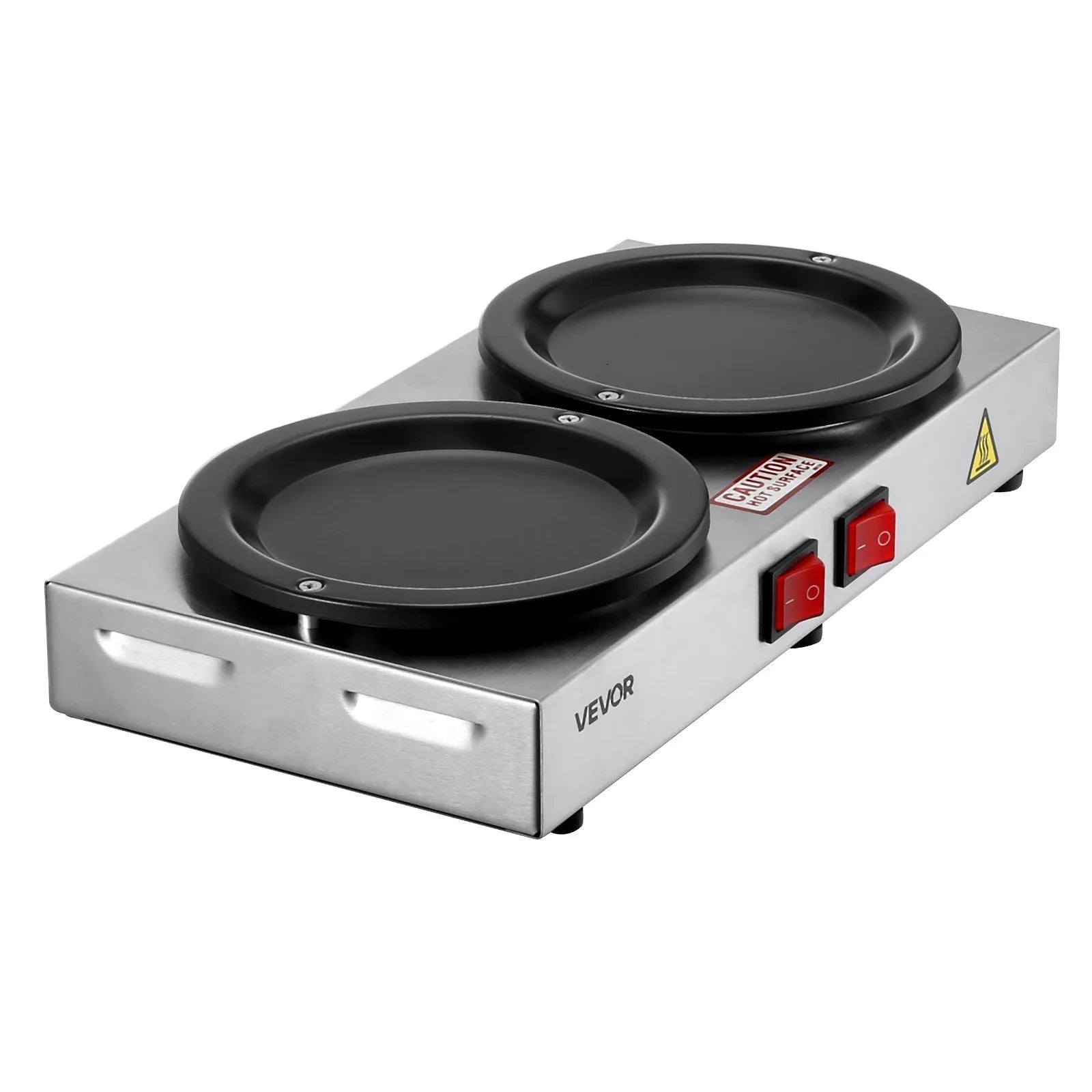 VEVOR Commercial Coffee Decanter Warm Plate, 80W x 2 Coffee-Carafe Warmer, Dual Warming Plates with Independent Control, Fits 1.8L Standard Glass Decanter, for Coffee Shop, Home, Office & Restaurant 