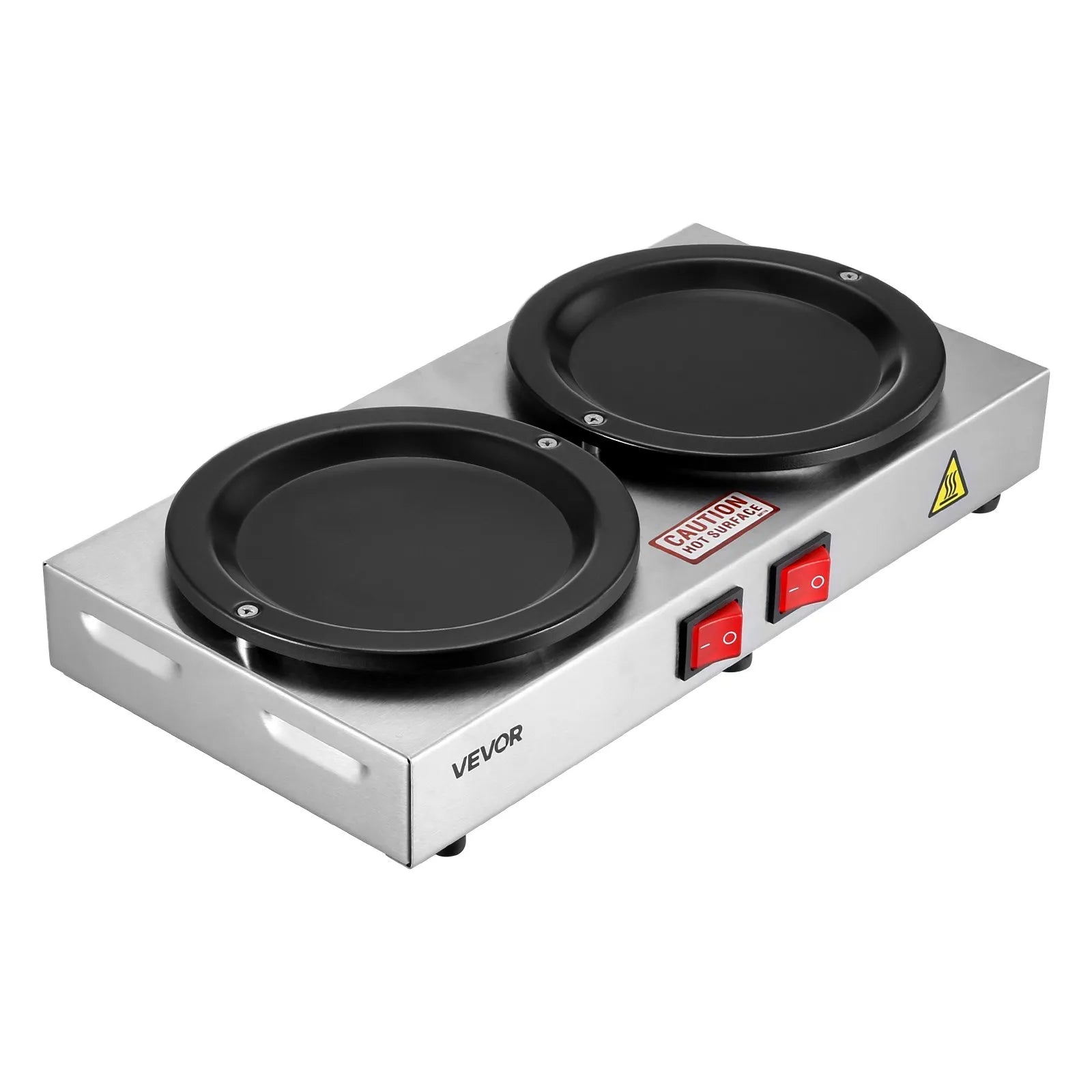 VEVOR Commercial Coffee Decanter Warm Plate, 80W x 2 Coffee-Carafe Warmer, Dual Warming Plates with Independent Control, Fits 1.8L Standard Glass Decanter, for Coffee Shop, Home, Office & Restaurant 