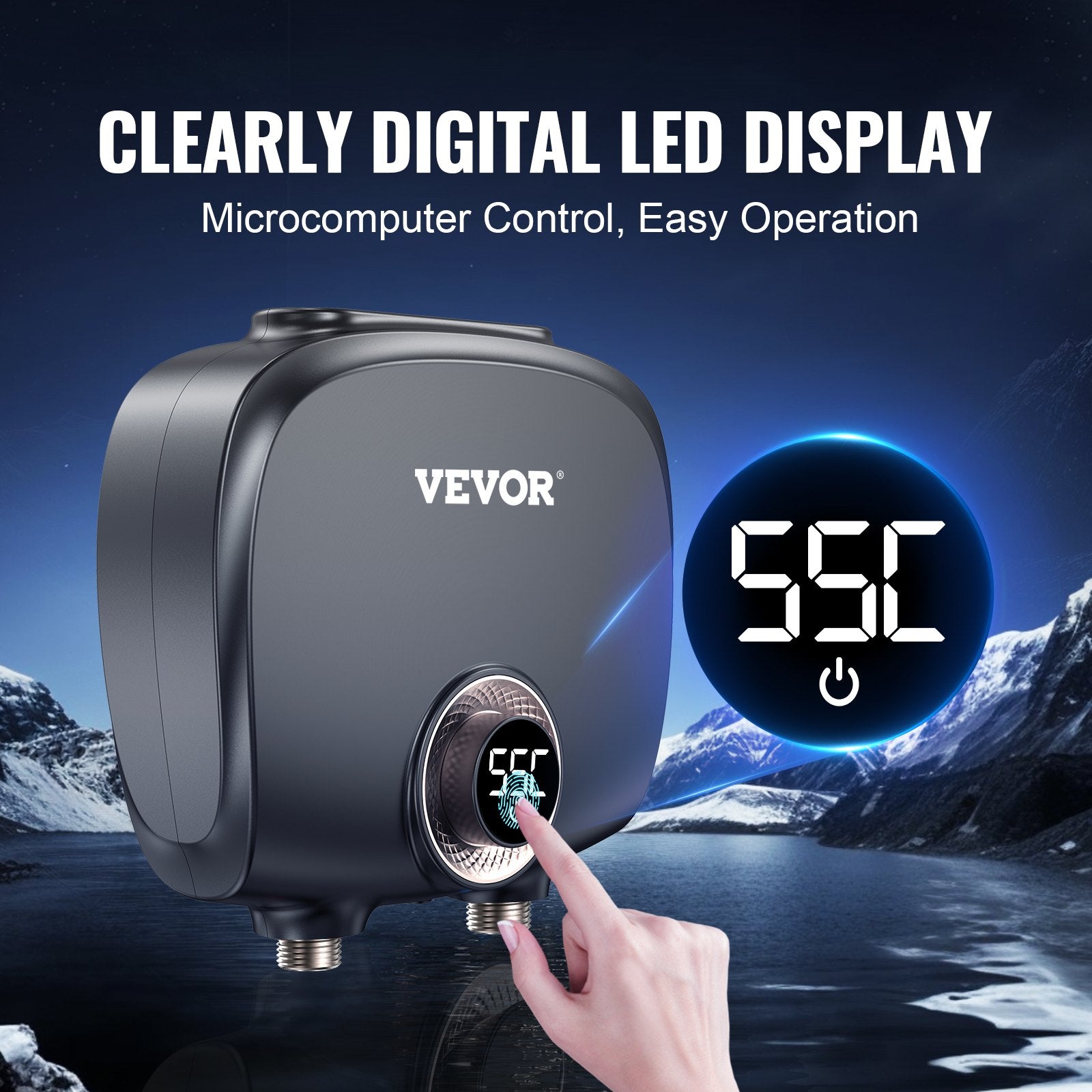 VEVOR Tankless Water Heater Electric, 7kw On Demand Instant Under Sink Water Boiler, Digital Temperature Display & Easy Installation & 24-Hour Water Supply, For Kitchen Bathroom Faucet And Shower 