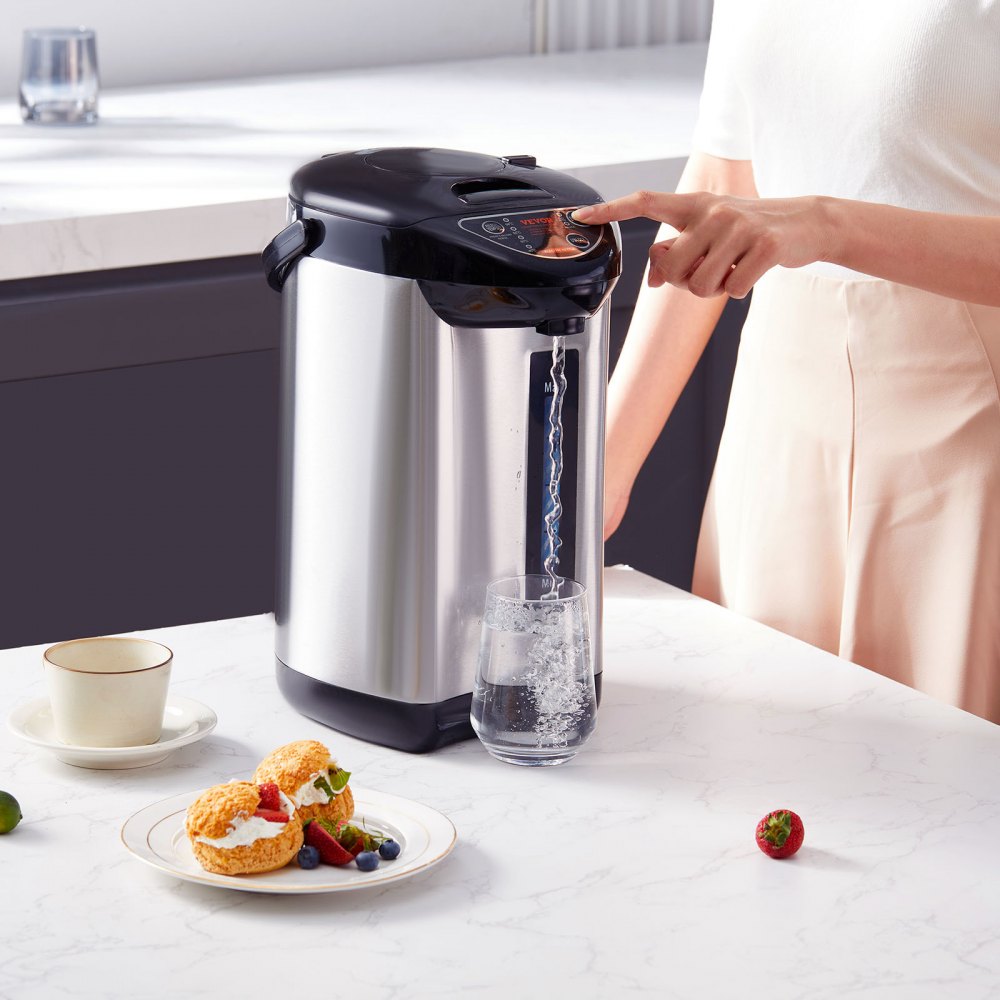 VEVOR Hot Water Dispenser, Adjustable 4 Temperatures Water Boiler and Warmer, 304 Stainless Steel Countertop Water Heater, 3-Way Dispense for Tea, Coffee and Baby Formula, 4L/135 oz 