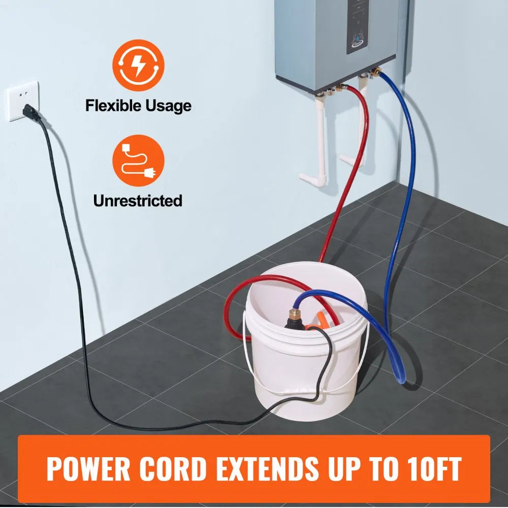 Tankless Water Heater Flushing Kit with Pump, 3.7-Gallon Pail, Hoses, Wrench and Adapter