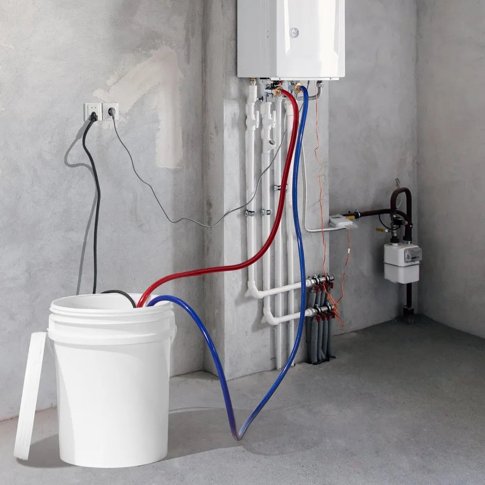 VEVOR Tankless Water Heater Flushing Kit, Includes Efficient Pump & 5 Gallon Pail & 2 Hoses & Descaling Powder, Wrench and Adapter for Quick Install Easy to Start, Water Heater Flush Kit